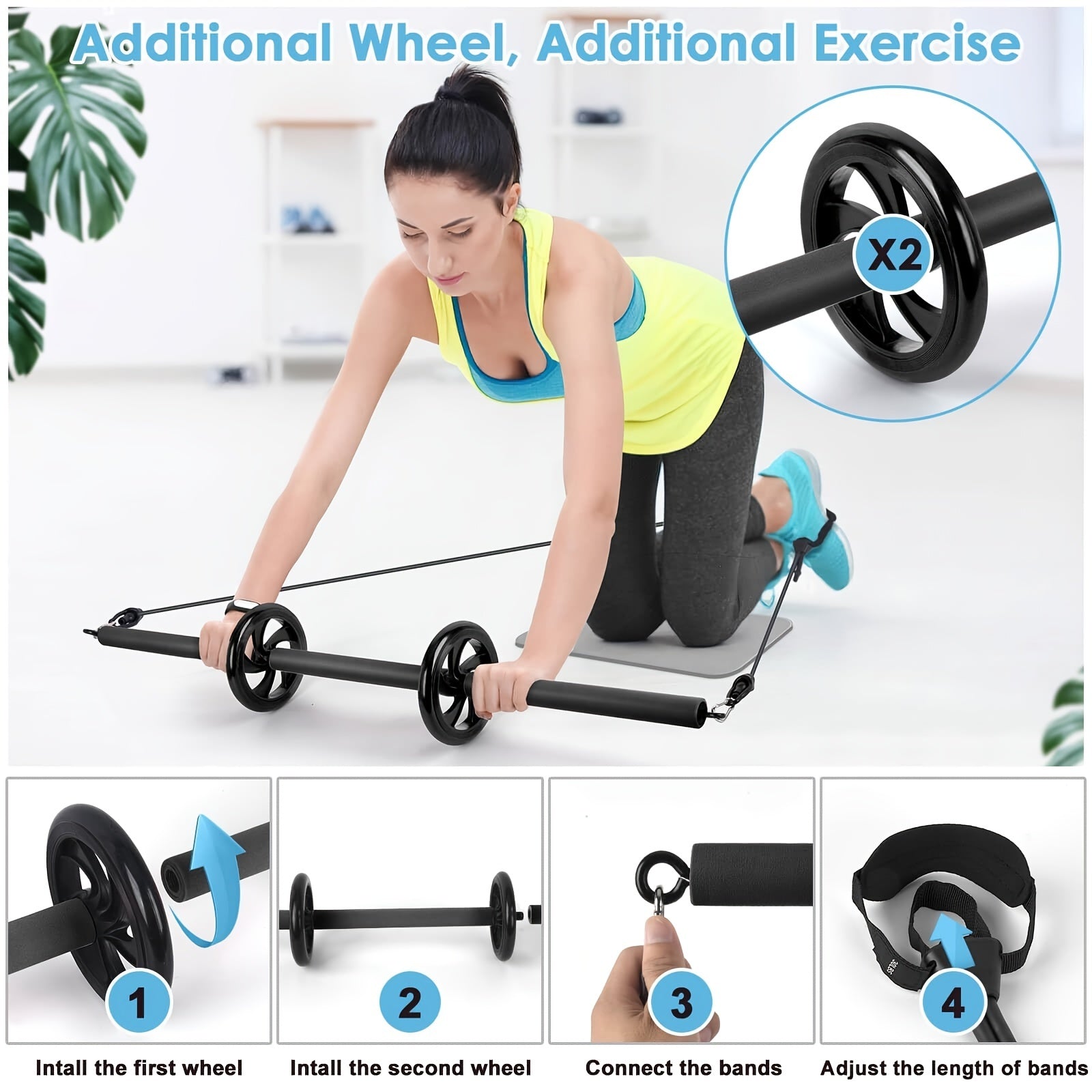 Yoga Fitness Bar 60LB Black With Wheels