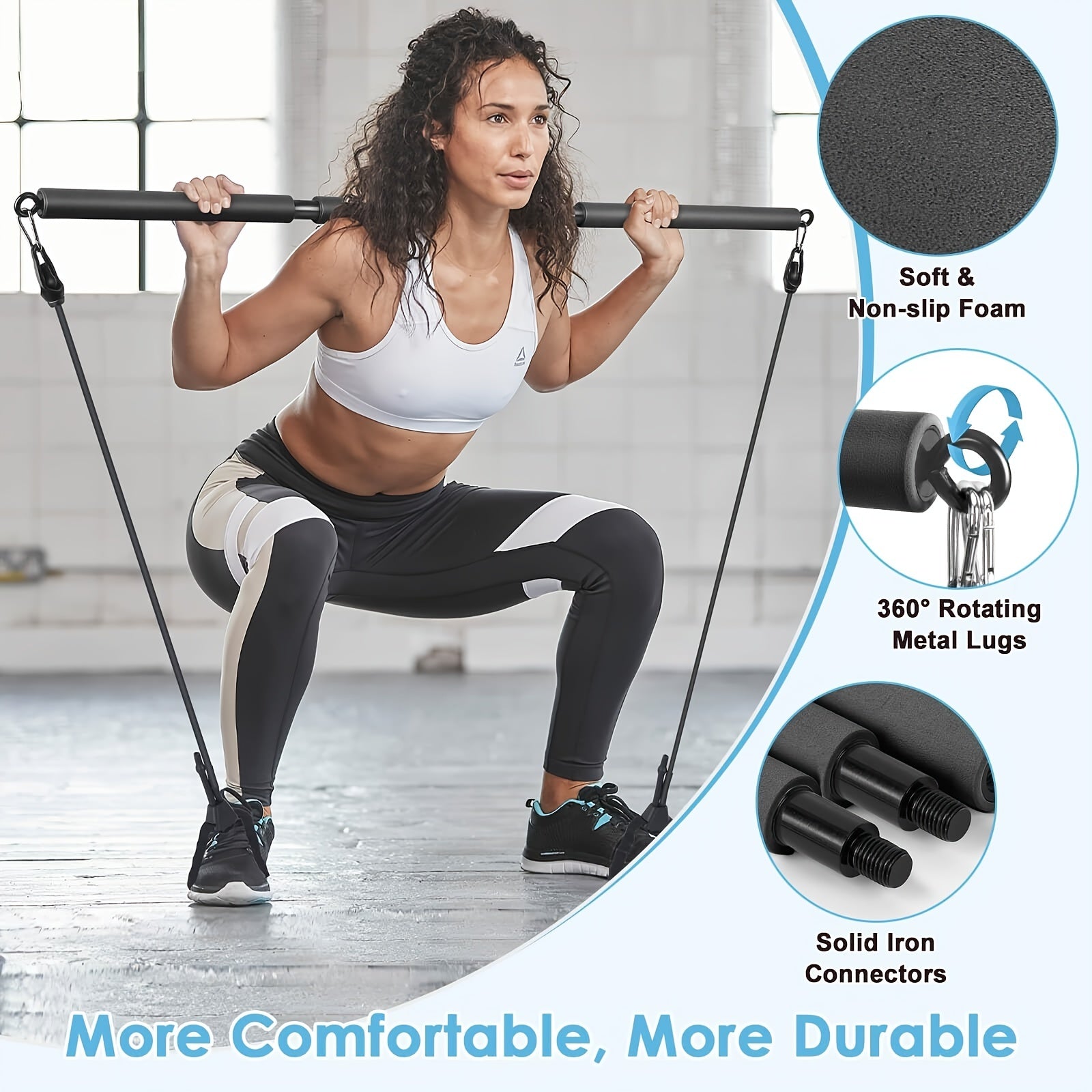 Yoga Fitness Bar 60LB Black With Wheels