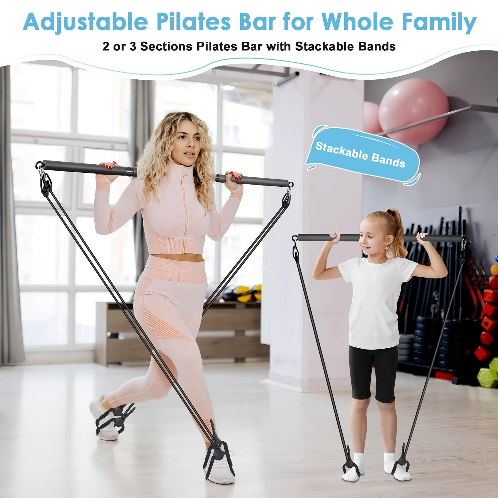 Yoga Fitness Bar 60LB Black With Wheels