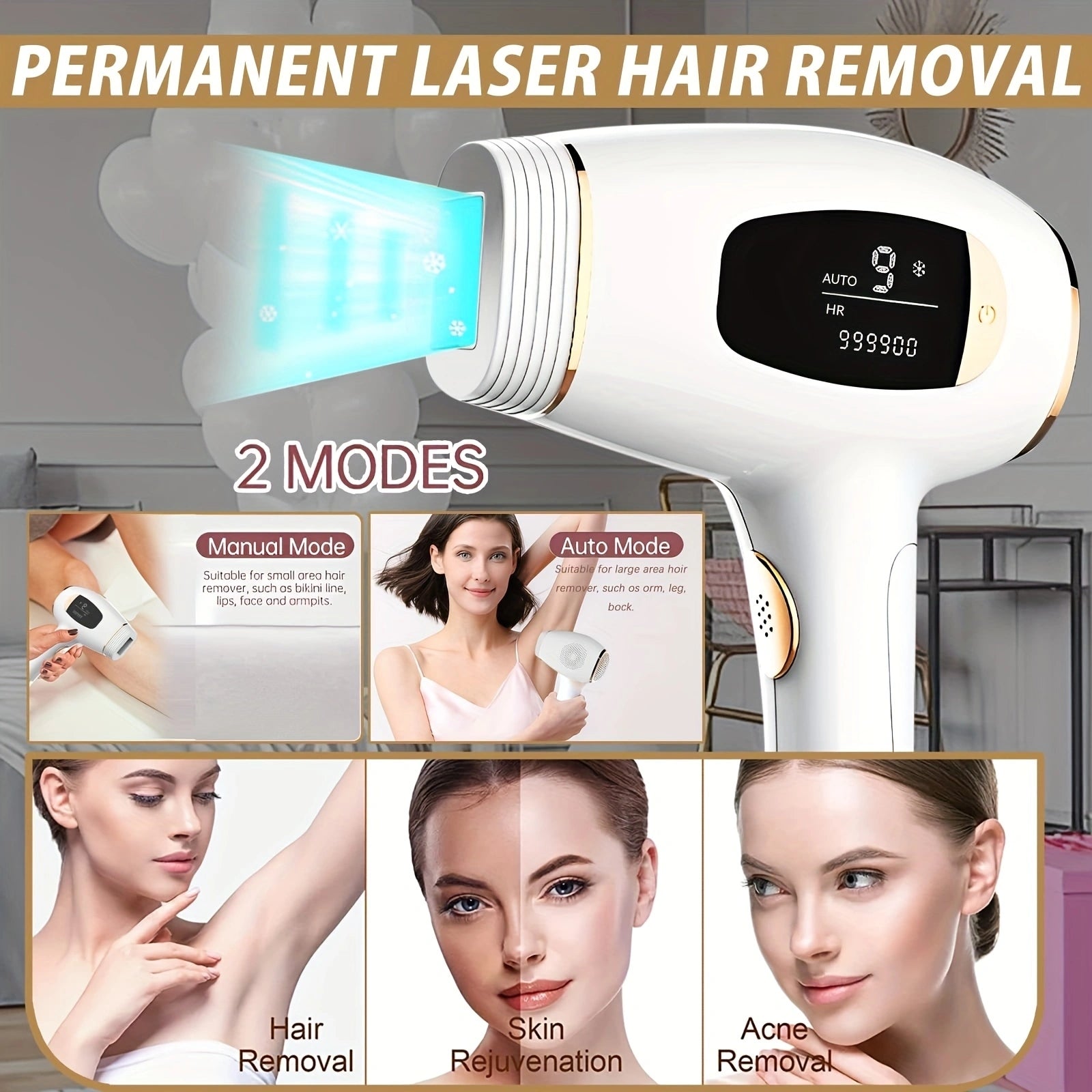 Handheld IPL Hair Removal Device US Plug White