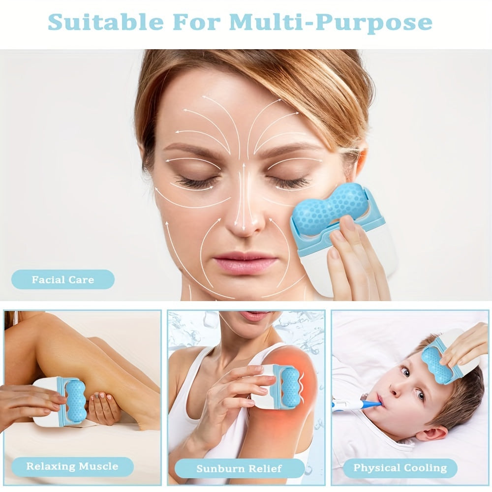 W-Shaped Ice Roller Massage Tool Blue