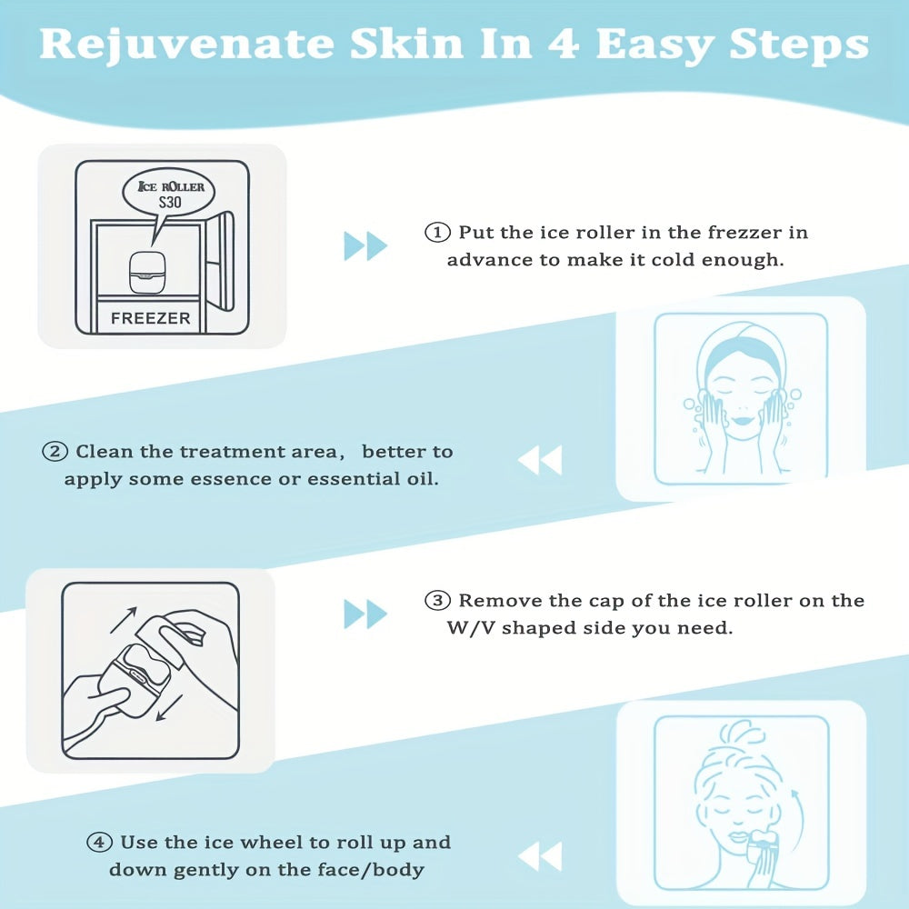 W-Shaped Ice Roller Massage Tool Blue