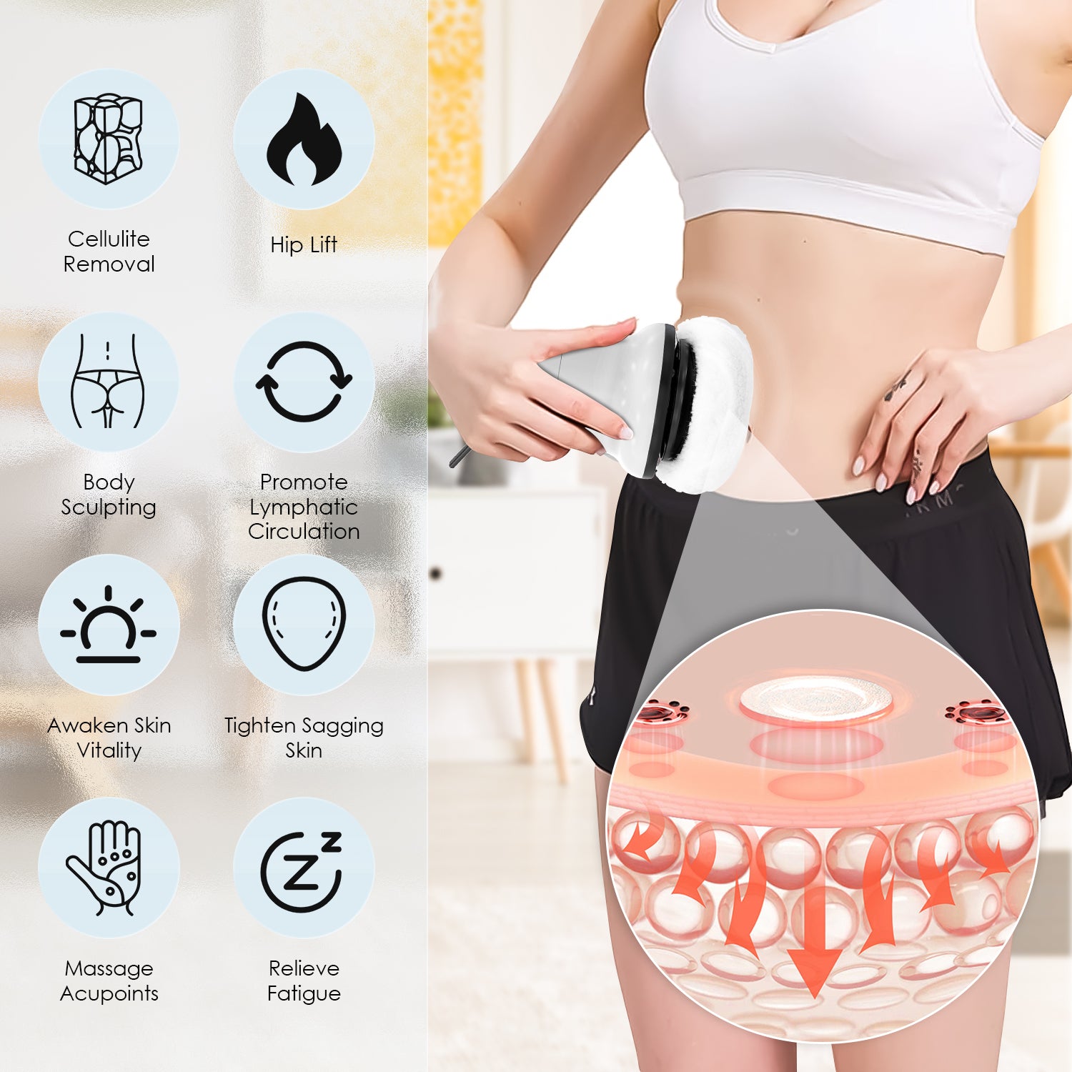 Body Slimming Massager 6 Covers US White