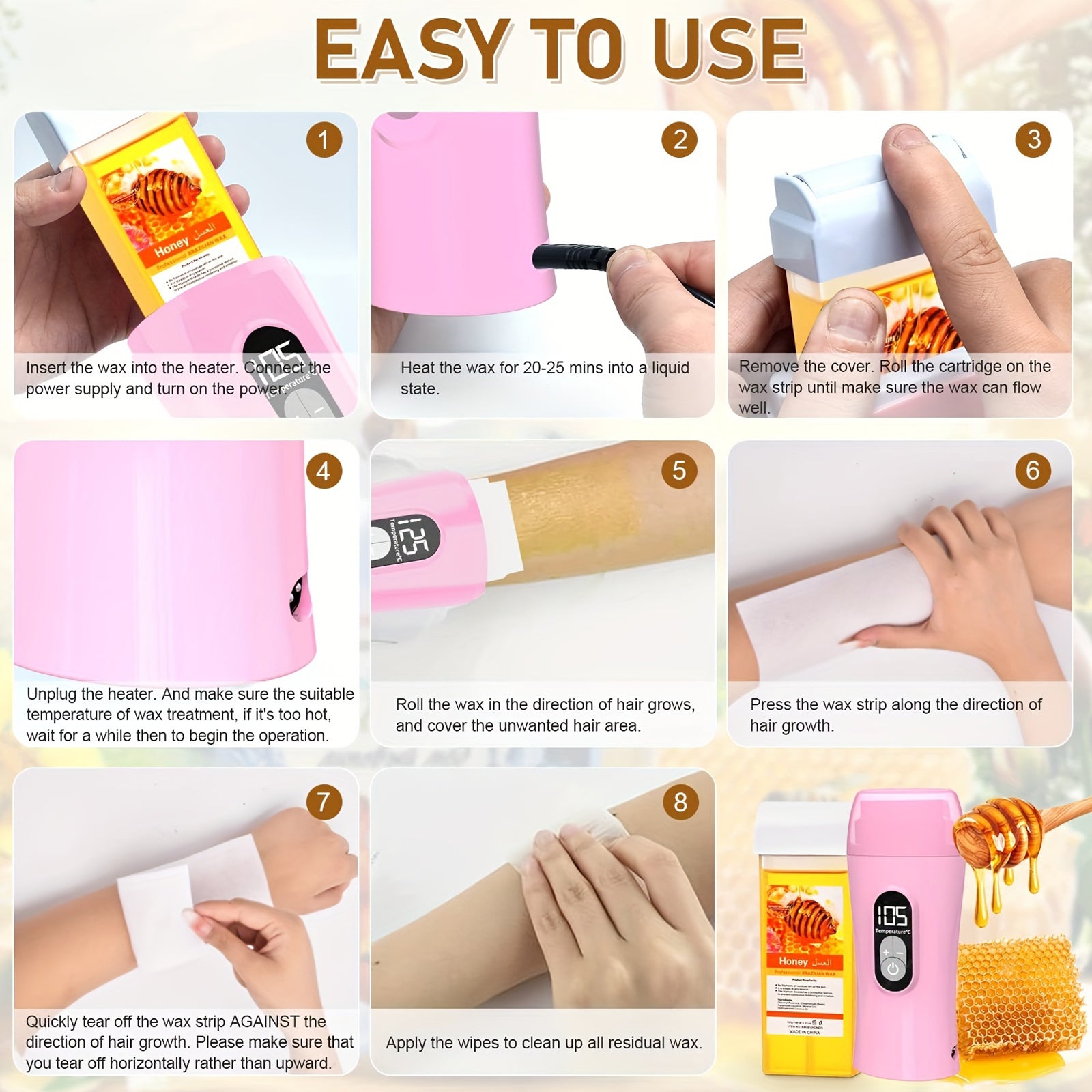 Portable Wax Melting Machine US Plug Pink No Logo