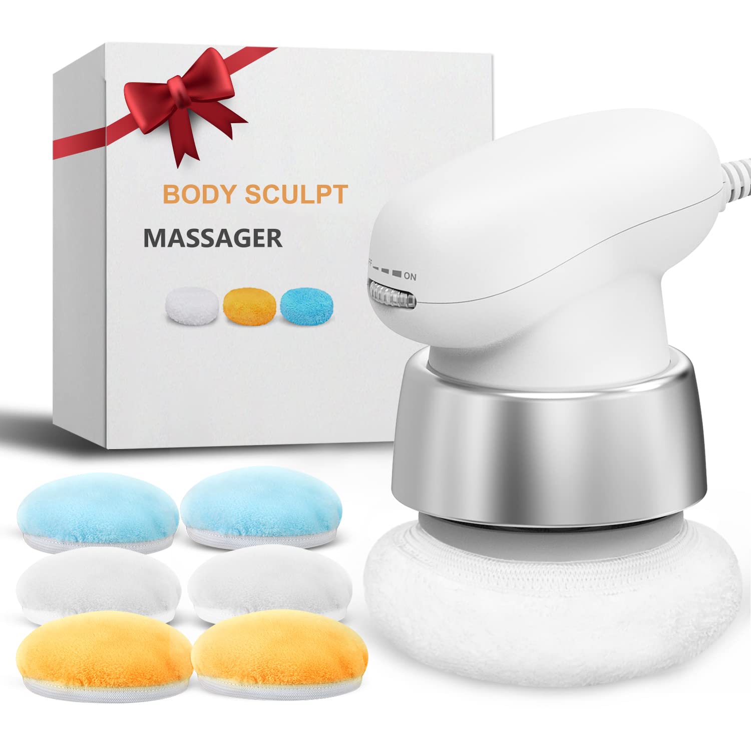 Handheld Slimming Massager 3 Covers White