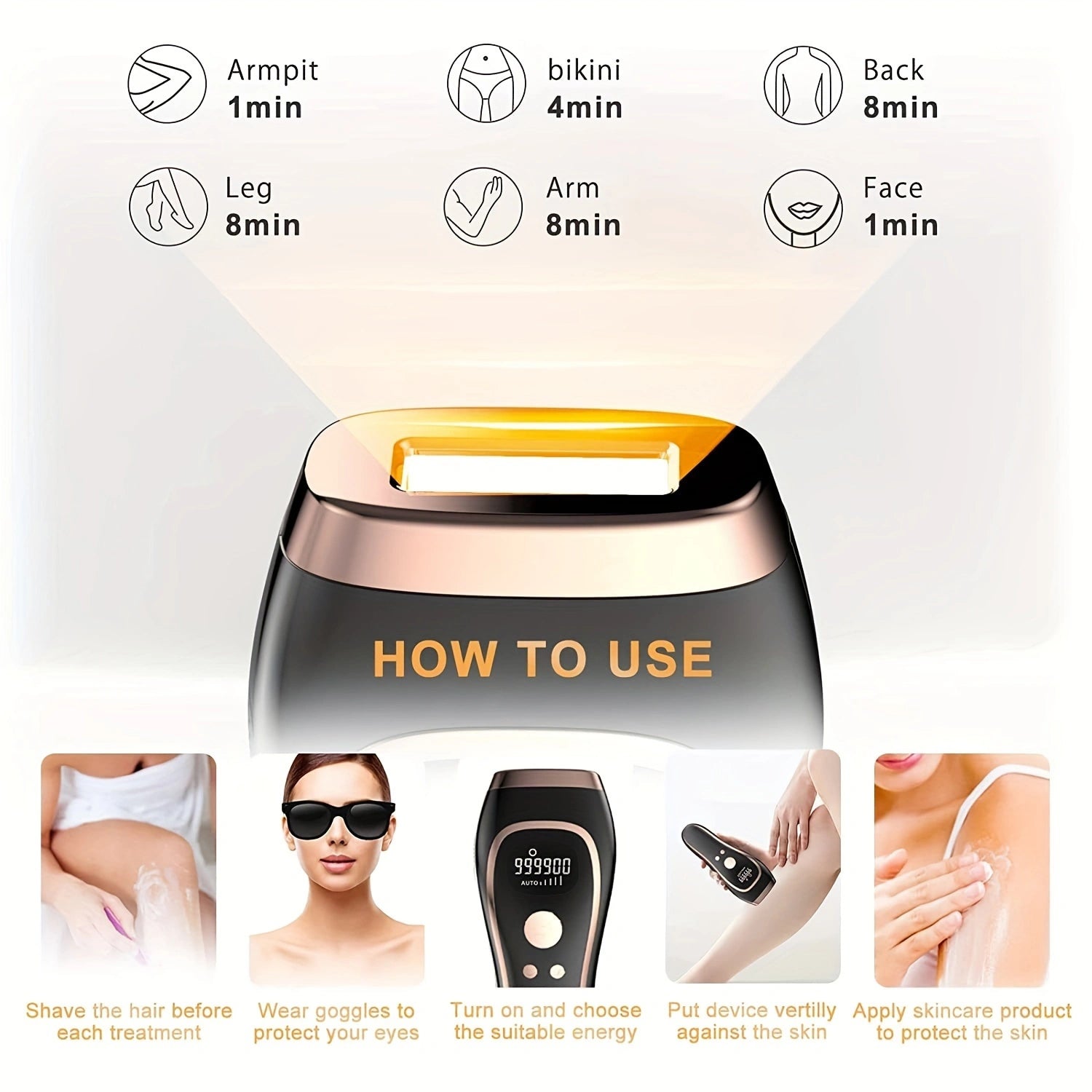 Ice Laser Hair Removal Device US Black Gold