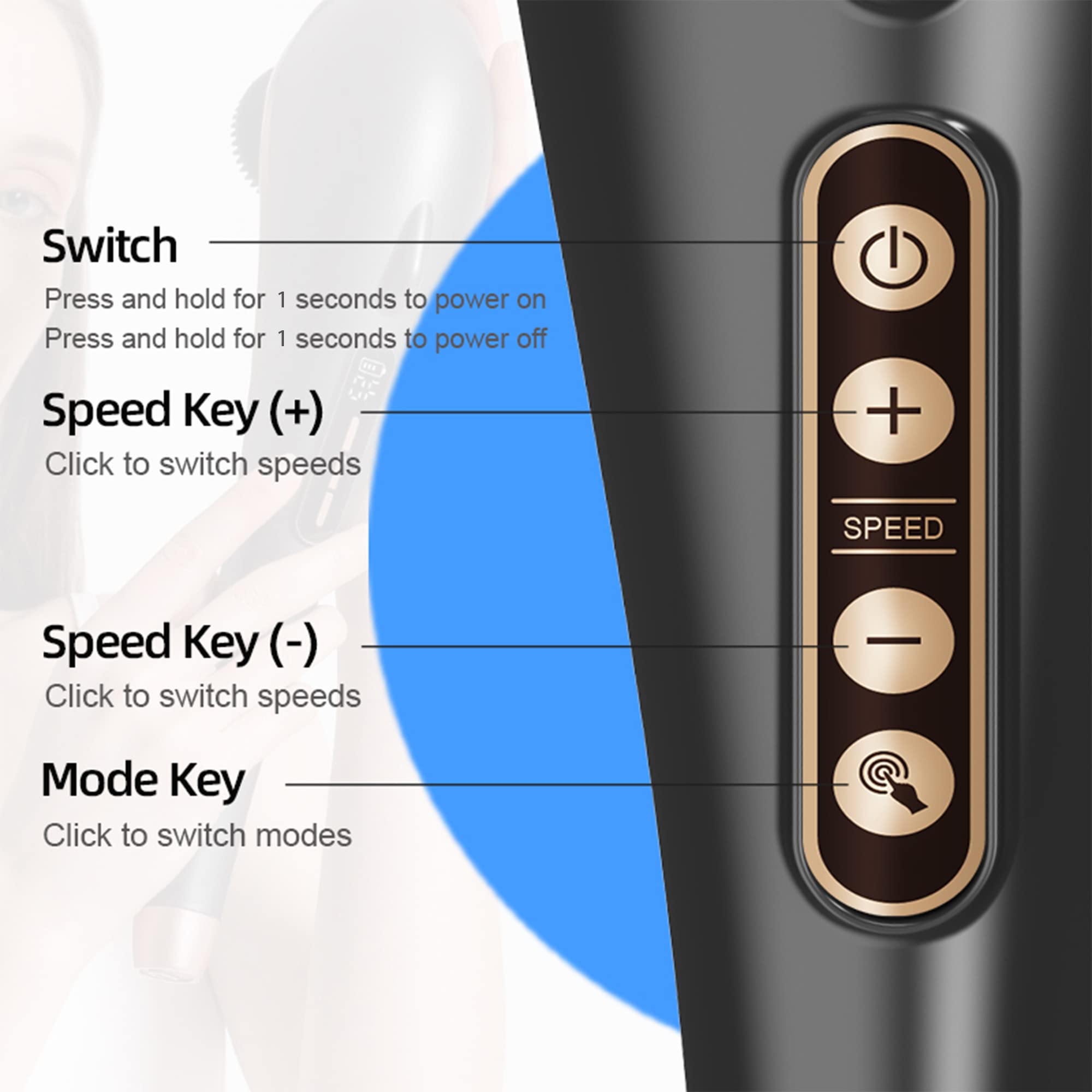 Dolphin Handheld Wired Massager US Black