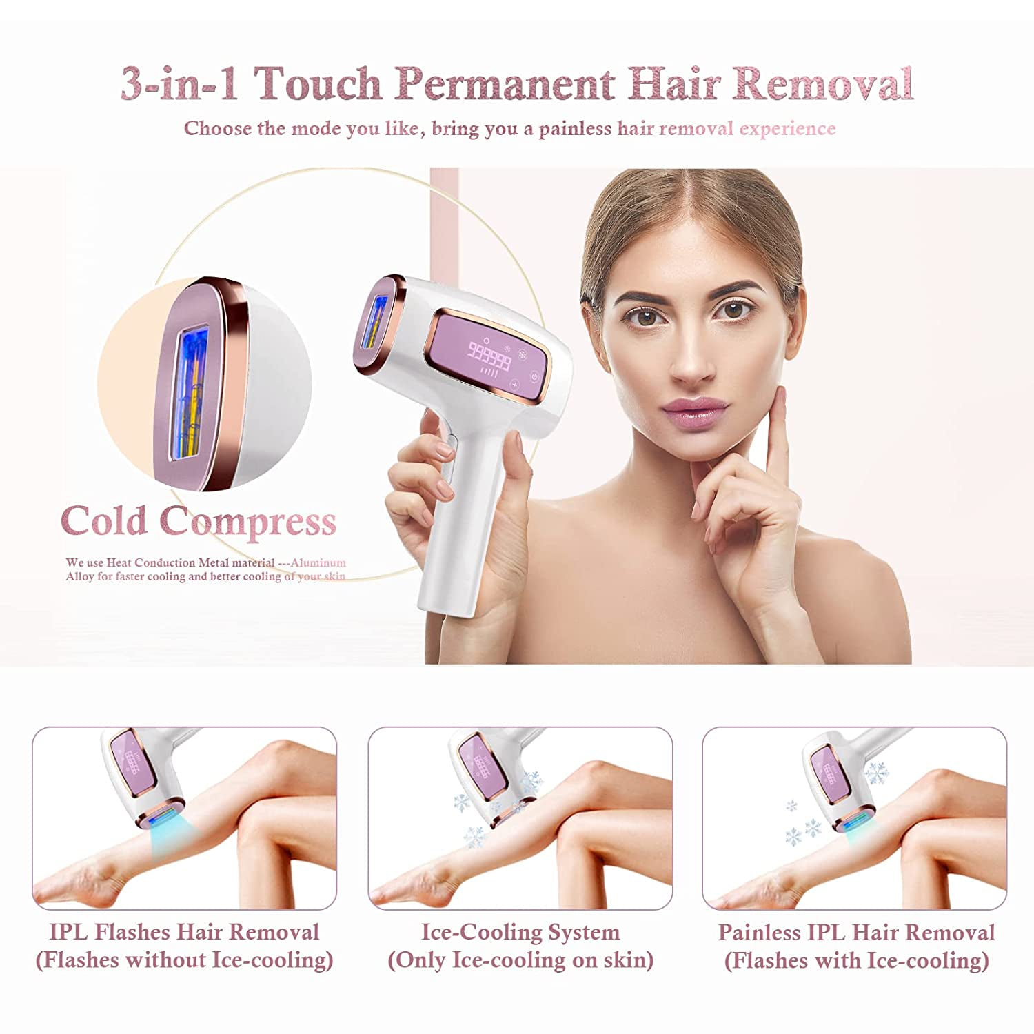 Handheld IPL Ice Hair Removal Device US Plug
