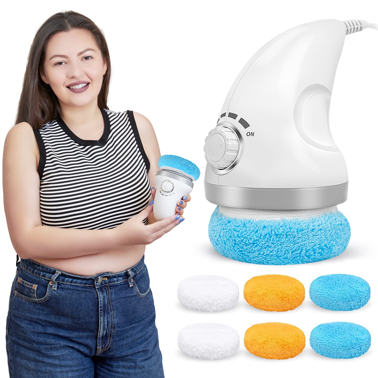 Mini Handheld Massage Device 6 Covers US Plug White