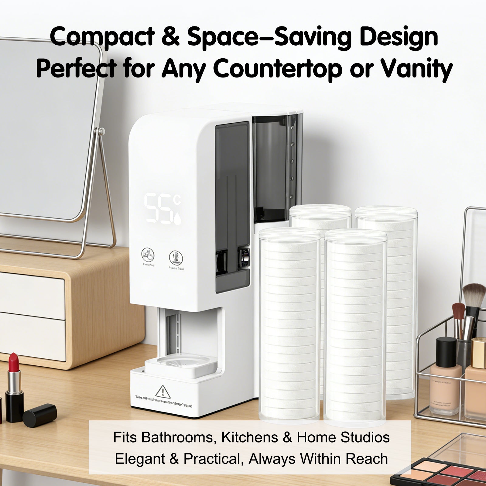 Professional Heated Compressed Towel Machine – US Plug Wall-Mounted Warmer with 4 Refill Rolls