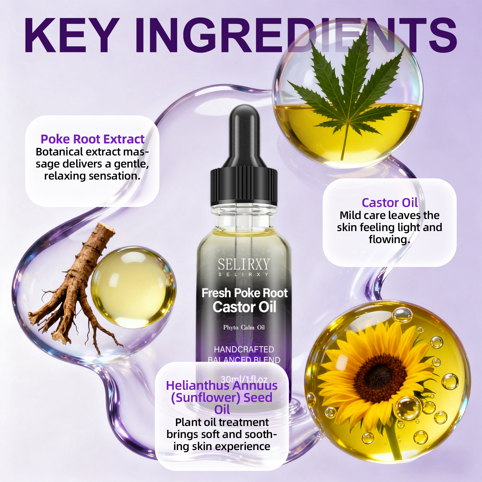 30ML Castor Oil Blend – Herbal Body Massage Oil with Vitamin E for Daily Care