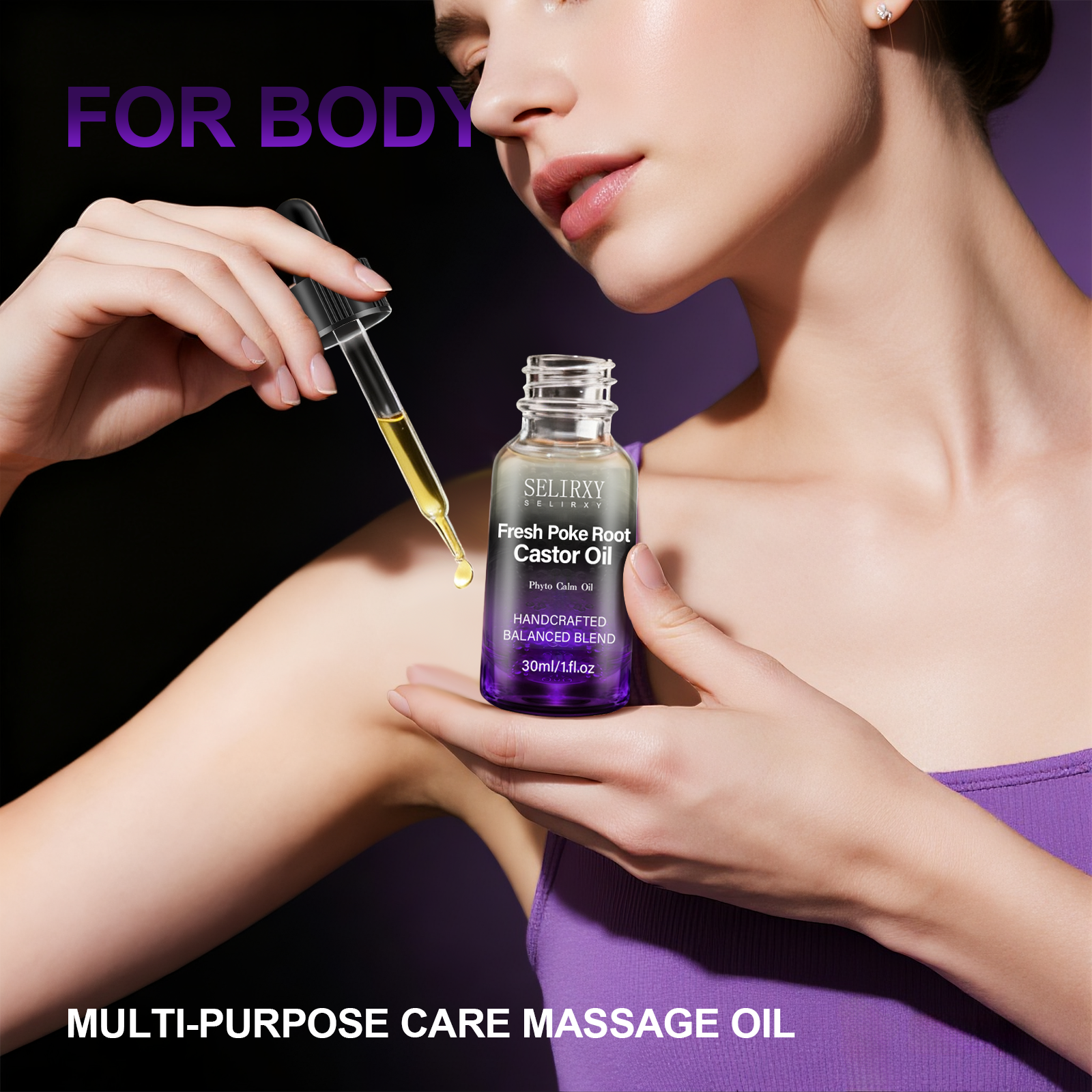 30ML Castor Oil Blend – Herbal Body Massage Oil with Vitamin E for Daily Care