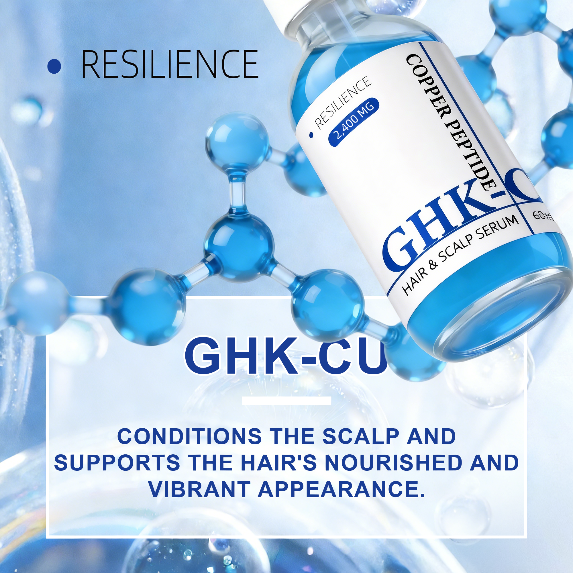 Copper Peptide (GHK-Cu) Scalp Serum 60ML – Lightweight Hydrating Scalp Essence for Daily Hair Care