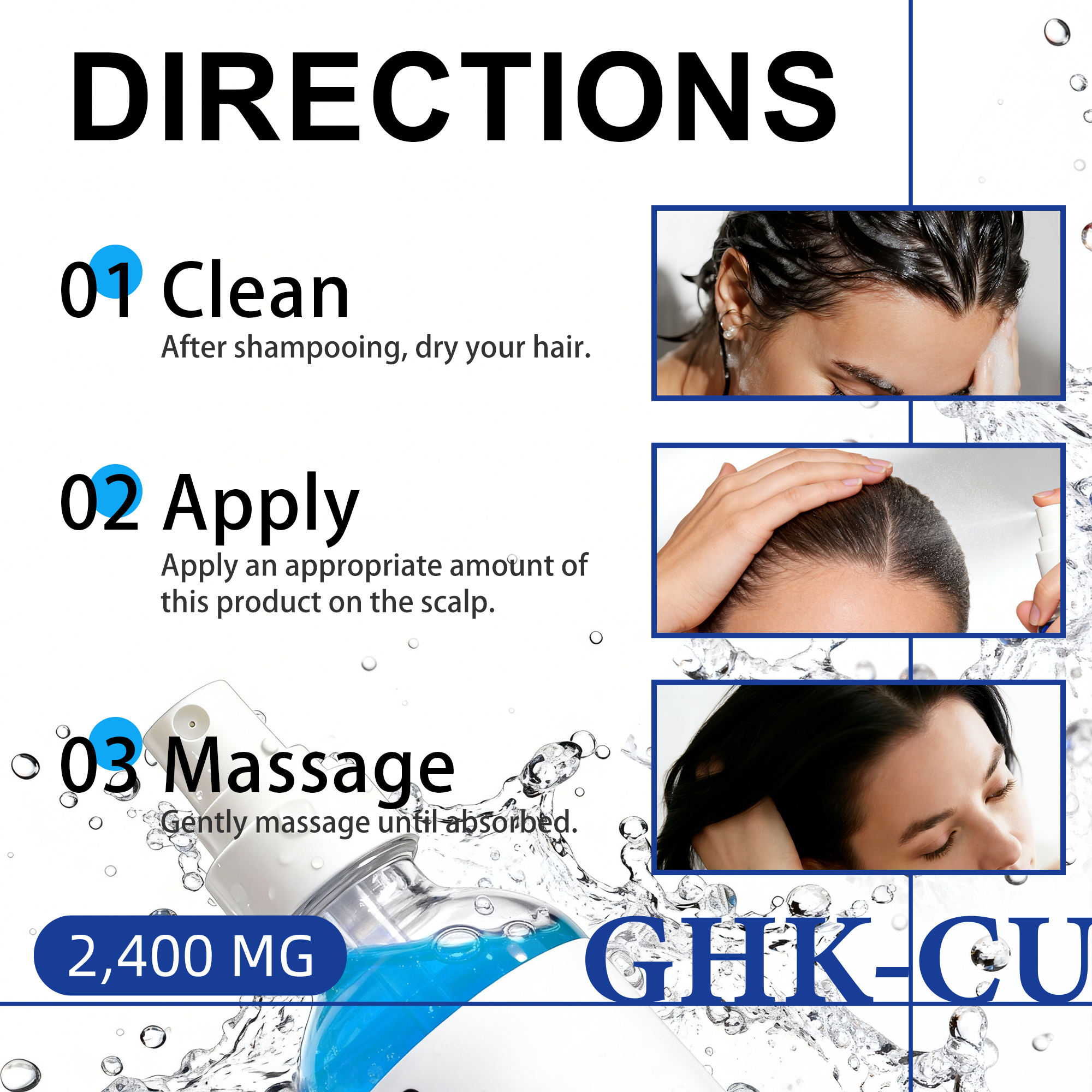 Copper Peptide (GHK-Cu) Scalp Serum 60ML – Lightweight Hydrating Scalp Essence for Daily Hair Care