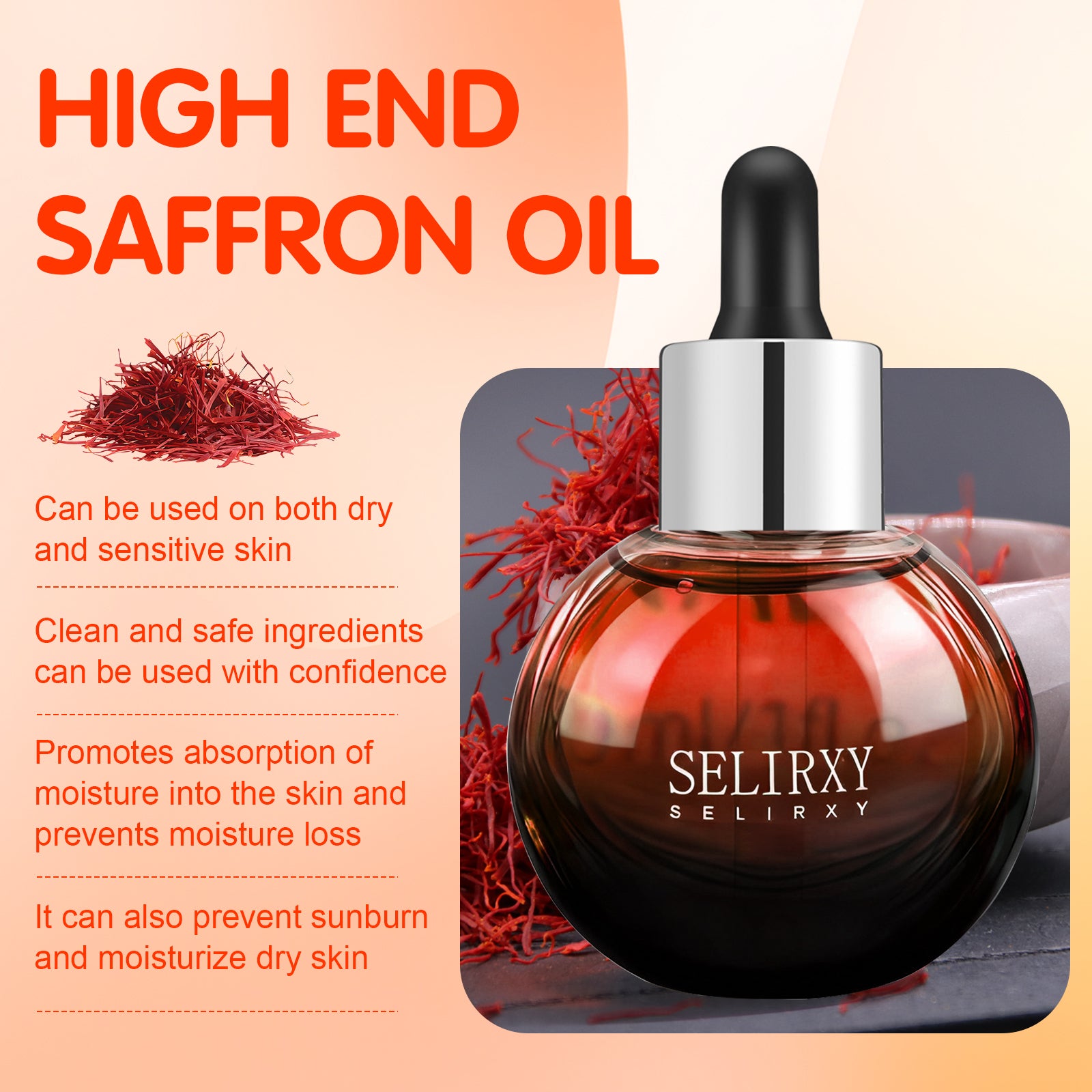 Saffron Face Oil – Hydrating, Softening & Wrinkle-Reducing Serum