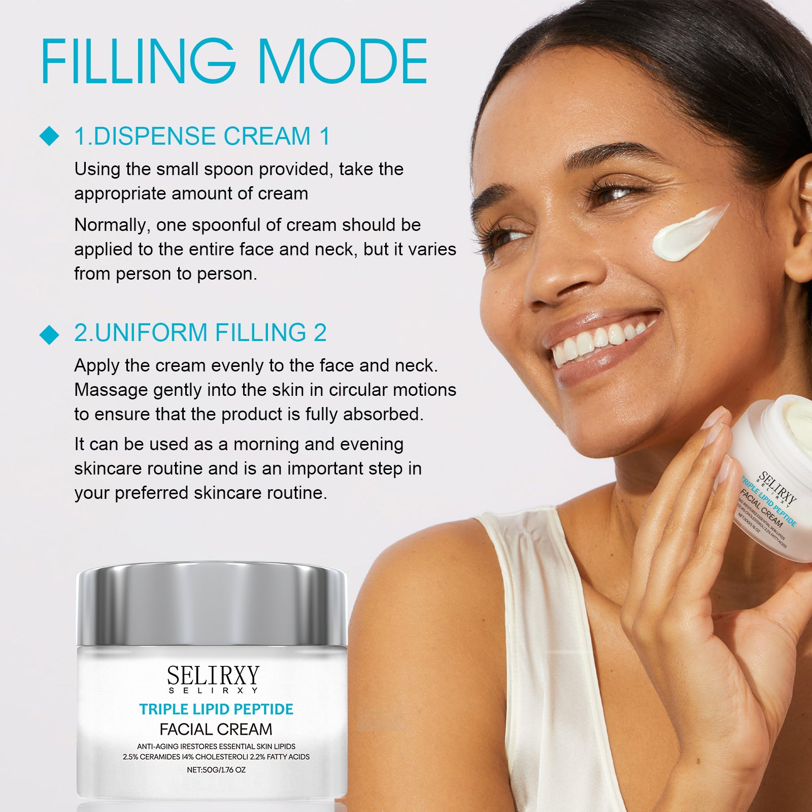 Triple Lipid Peptide Cream for Smooth Radiant Skin, Anti-aging 50g/1.76oz