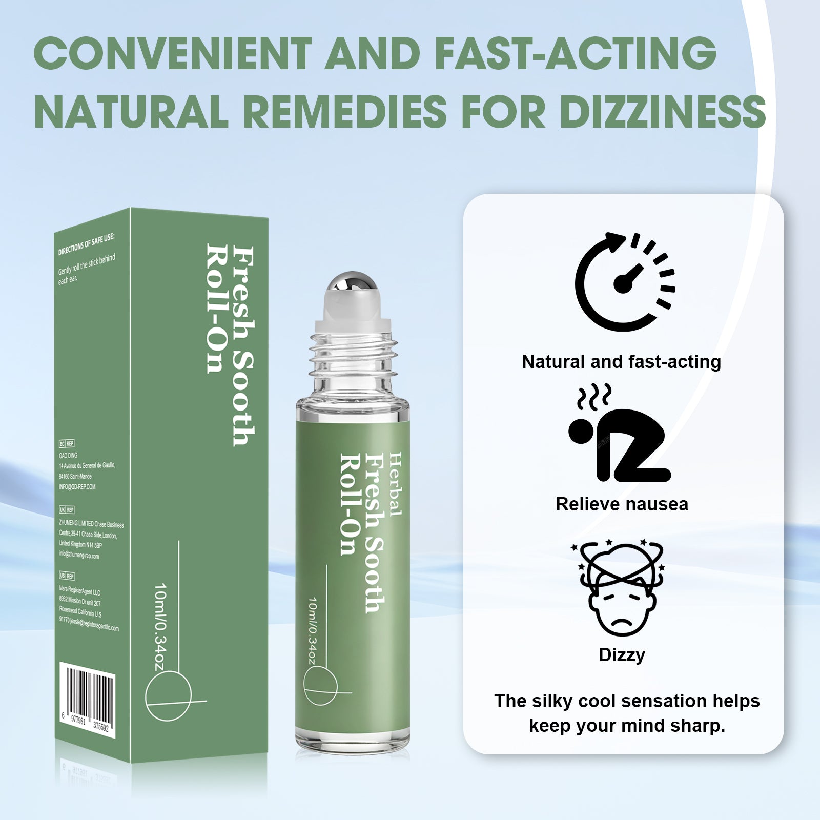 Vertigo Ease Essential Oil Roll-On, Fast-Acting Relief (2PCS)