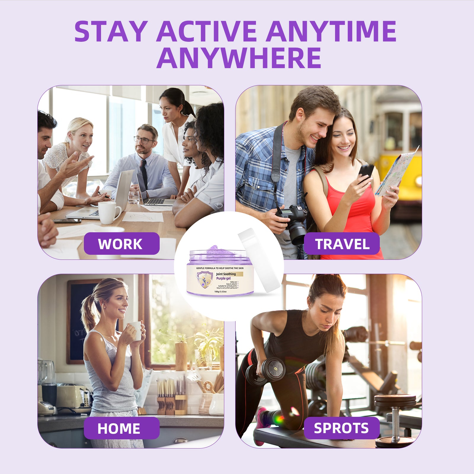 Purple Joint Pain Gel – Moisturizing Relief Cream for Body