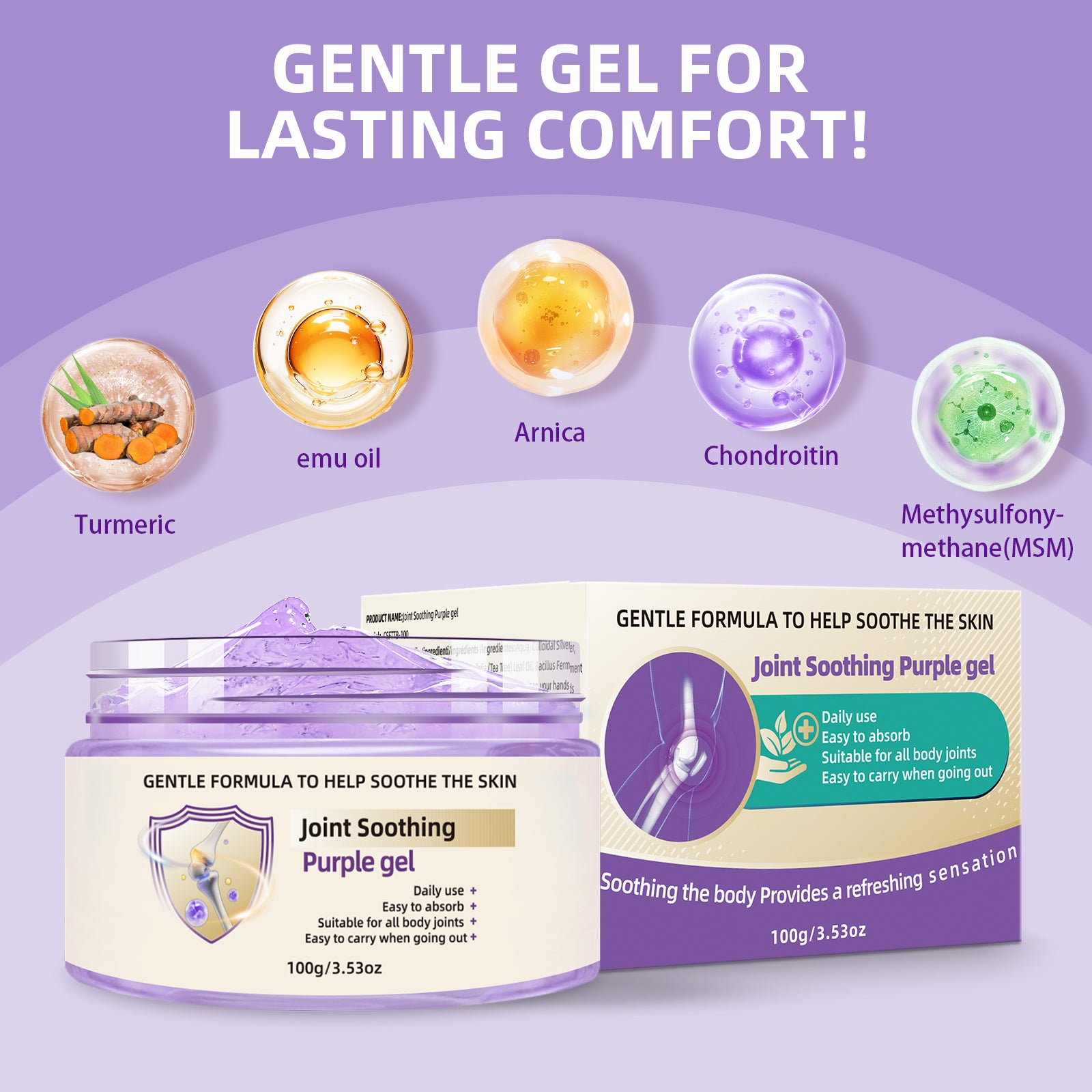 Purple Joint Pain Gel – Moisturizing Relief Cream for Body