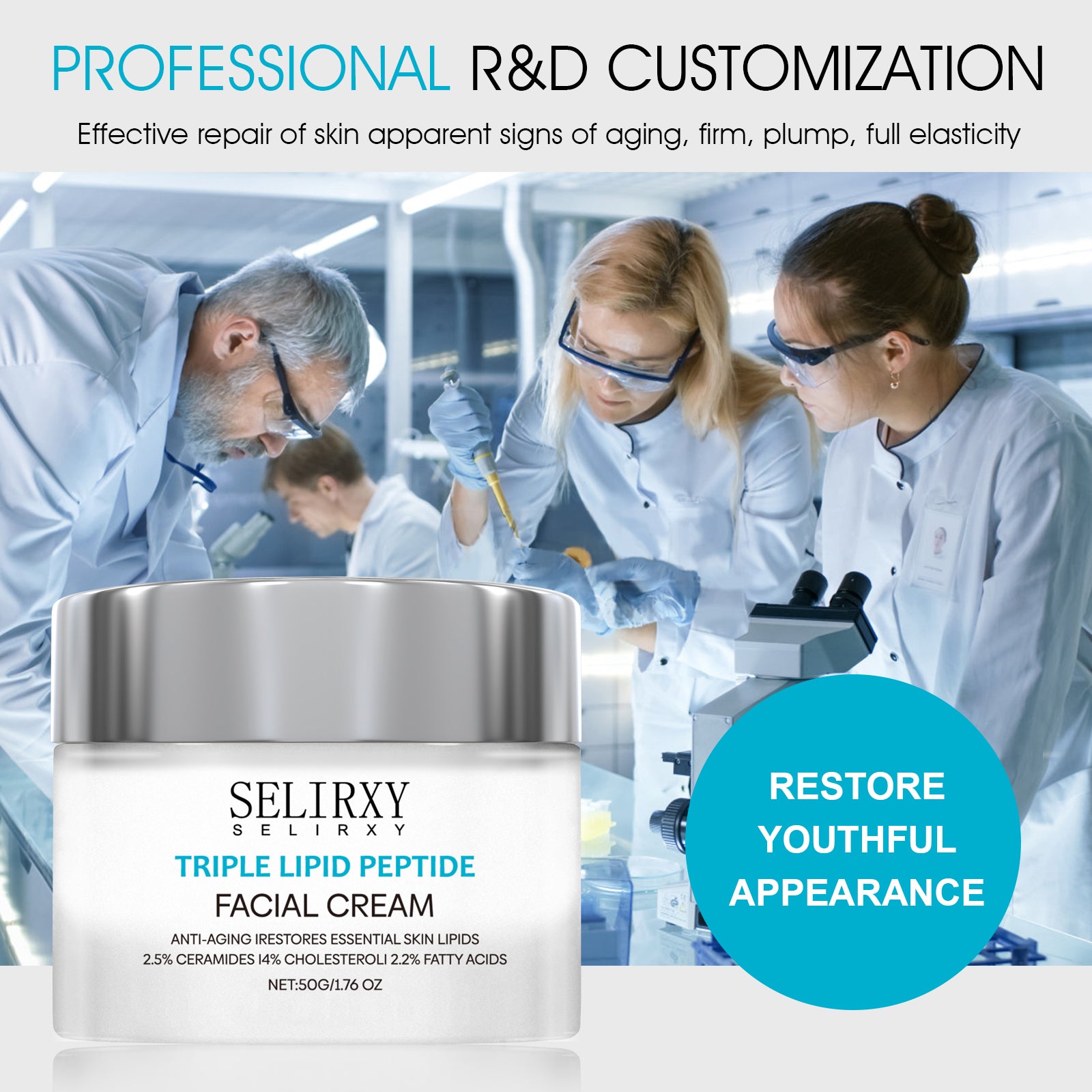 Triple Lipid Peptide Cream for Smooth Radiant Skin, Anti-aging 50g/1.76oz