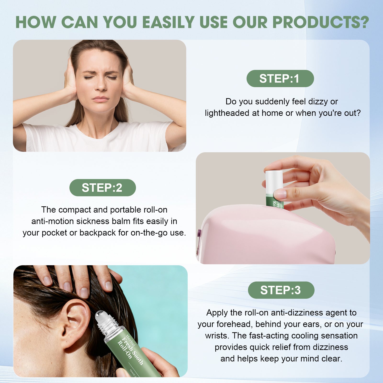 Vertigo Ease Essential Oil Roll-On, Fast-Acting Relief (2PCS)