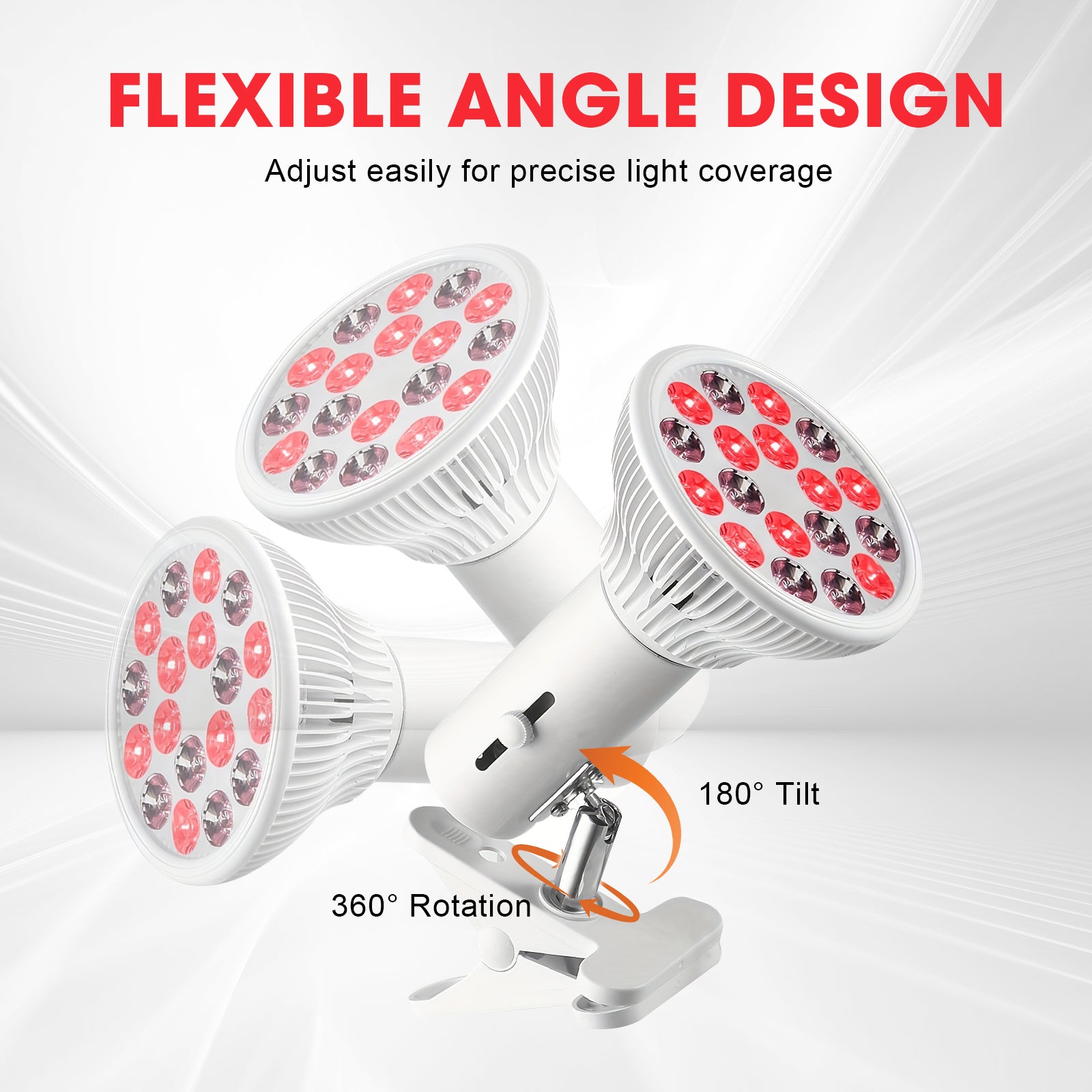 LED Red Light Therapy Lamp with Clip Stand – 660nm & 850nm Near Infrared Light for Skin Care, Muscle Recovery and Home Wellness