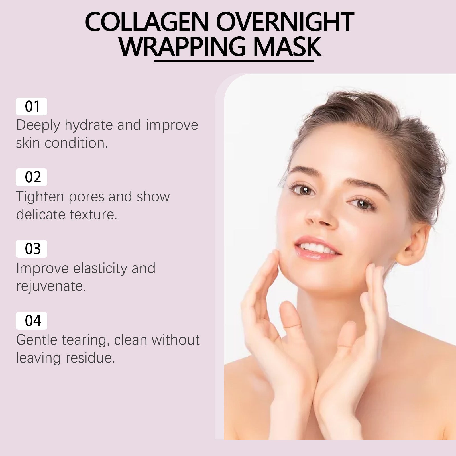 Collagen Overnight Peel-Off Mask, Wrapping Mask for Hydrated Glass Glow Skin