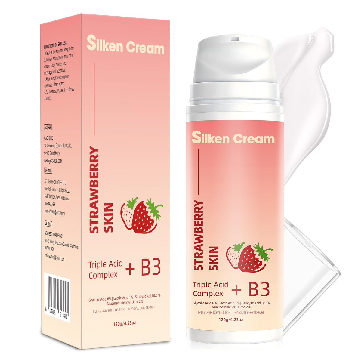 Strawberry Skin Cream with AHA BHA PHA, Hydrating