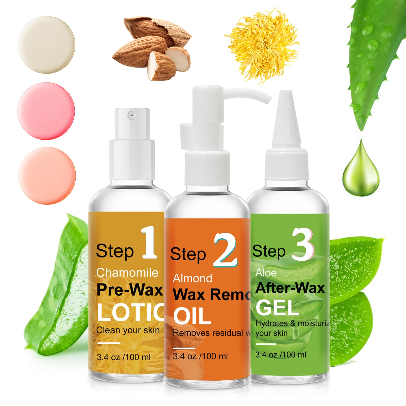 Before & After Waxing Kit – Cleanser, Oil & Soothing Aloe Gel