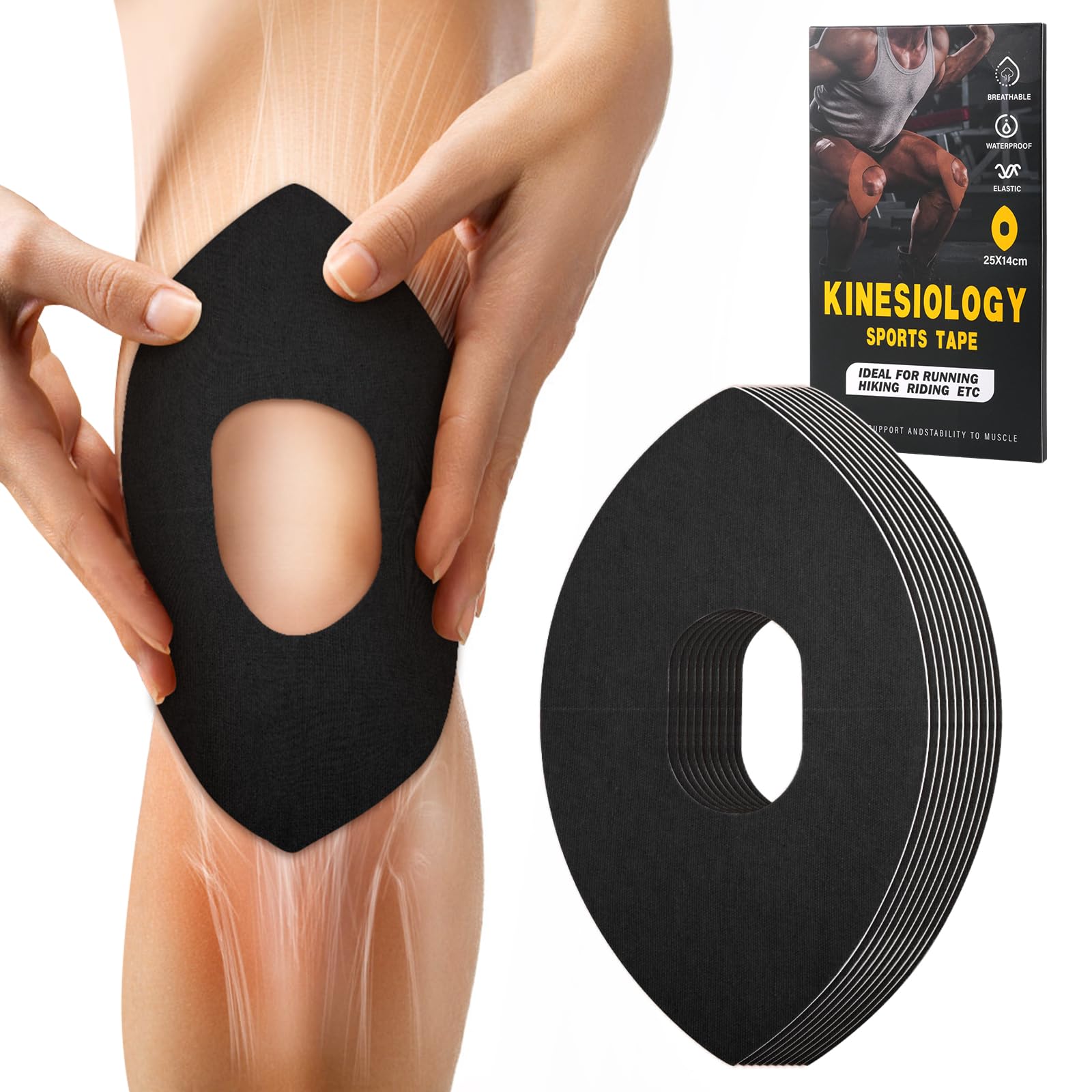 Precut Kinesiology Tape for Knees, 10PCS Support Tape