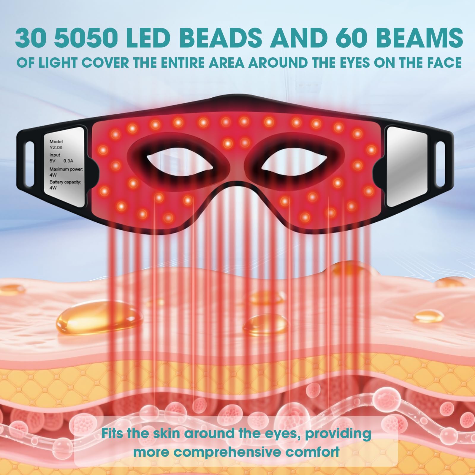 LED Eye Mask, 5 Modes Light Therapy, Comfortable Fit