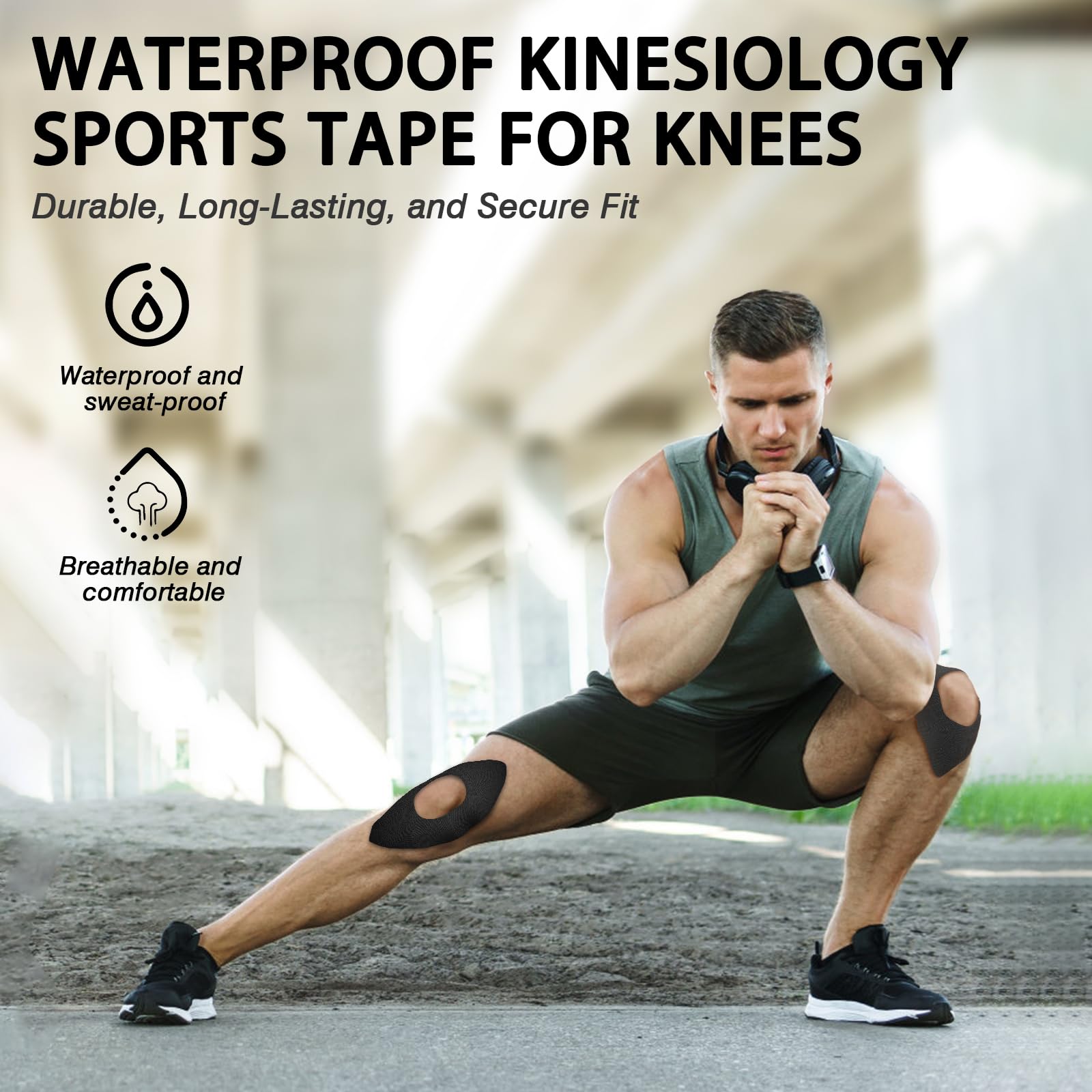 Precut Kinesiology Tape for Knees, 10PCS Support Tape