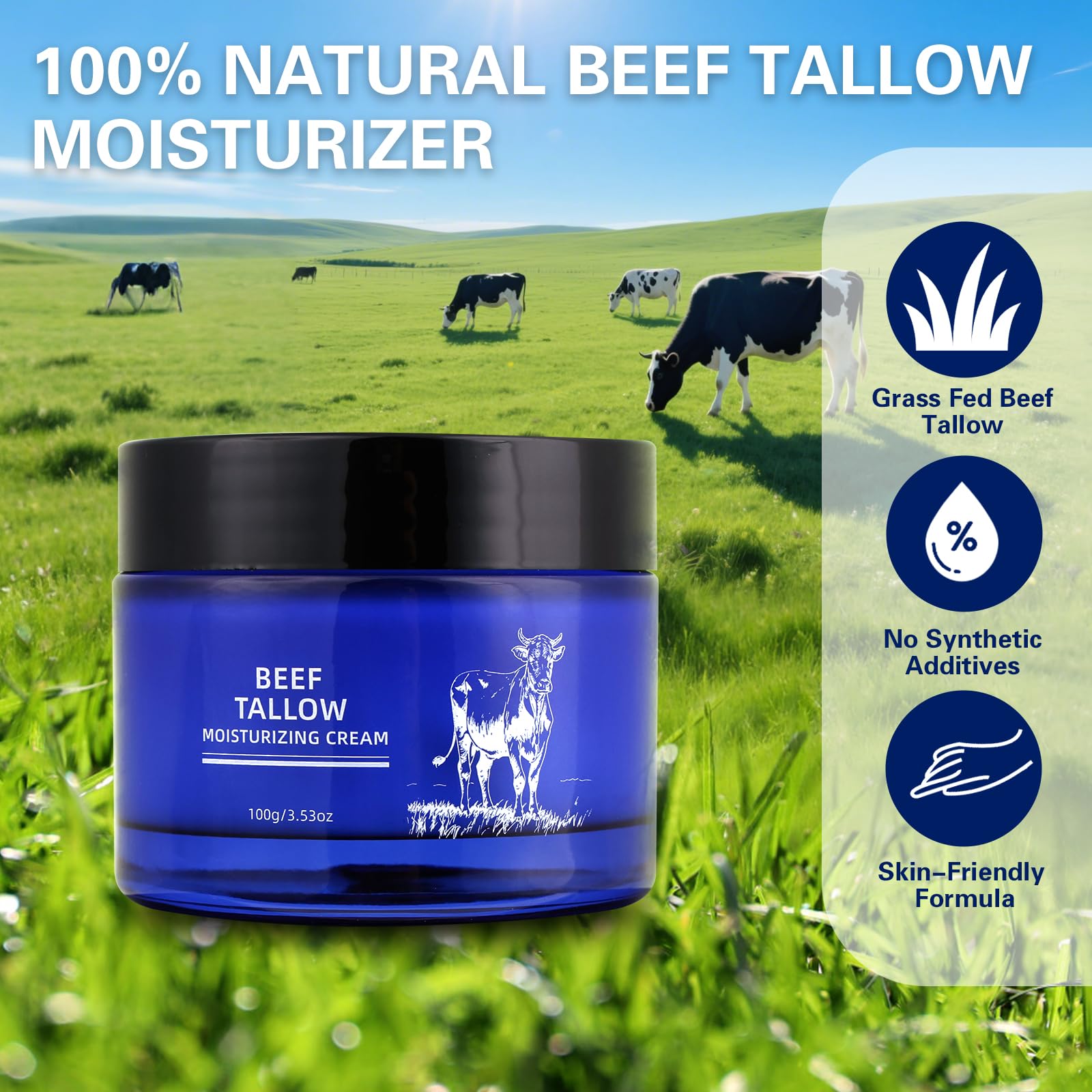 Organic Beef Tallow Cream – Whipped Moisturizer for Face & Body