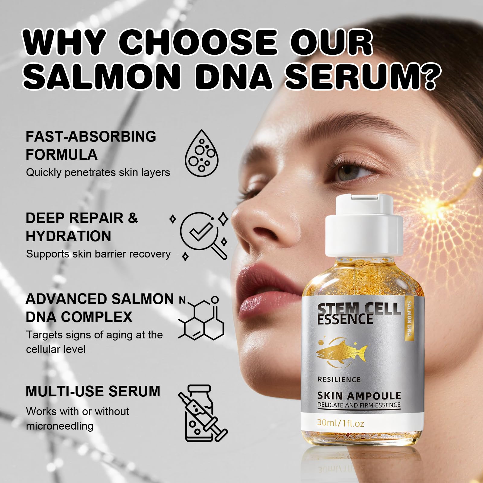 Salmon DNA Serum 2PCS – Hydrating Anti-Aging Face Ampoule