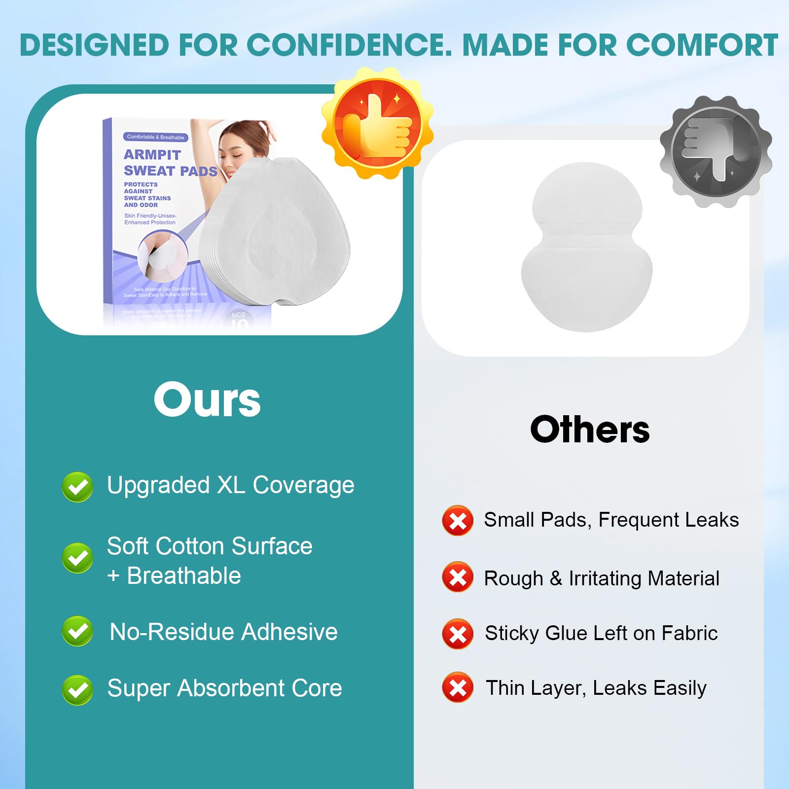 Armpit Sweat Pads, Waterproof & Comfortable 10pcs