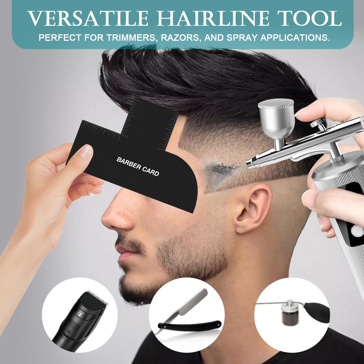 Barber Hairline Guide – Enhancement Card for Barber, Reusable Shaping & Beard Line Tool
