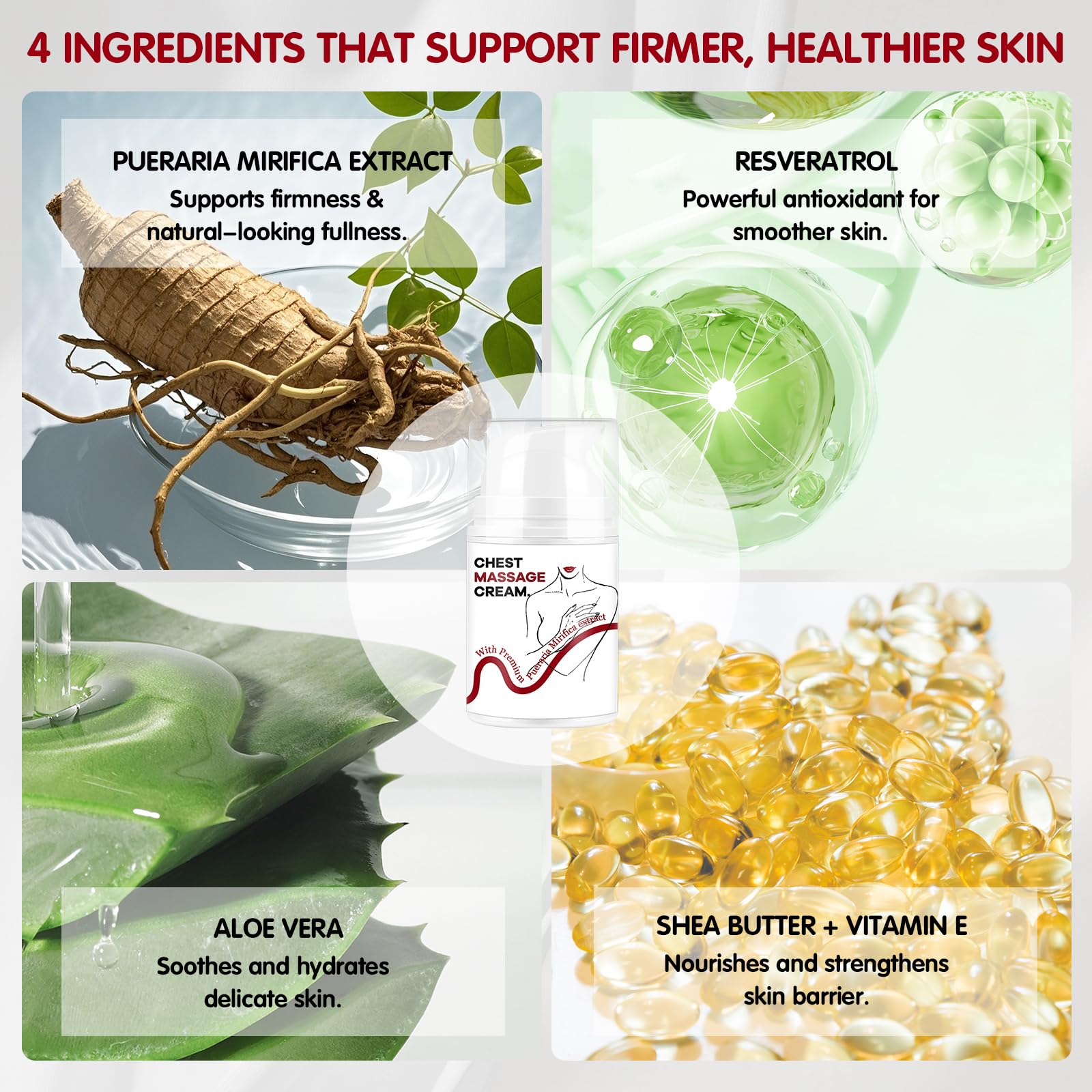 Breast Firming Cream, Hydrating Bust Care for Fuller Look 1.76 fl oz