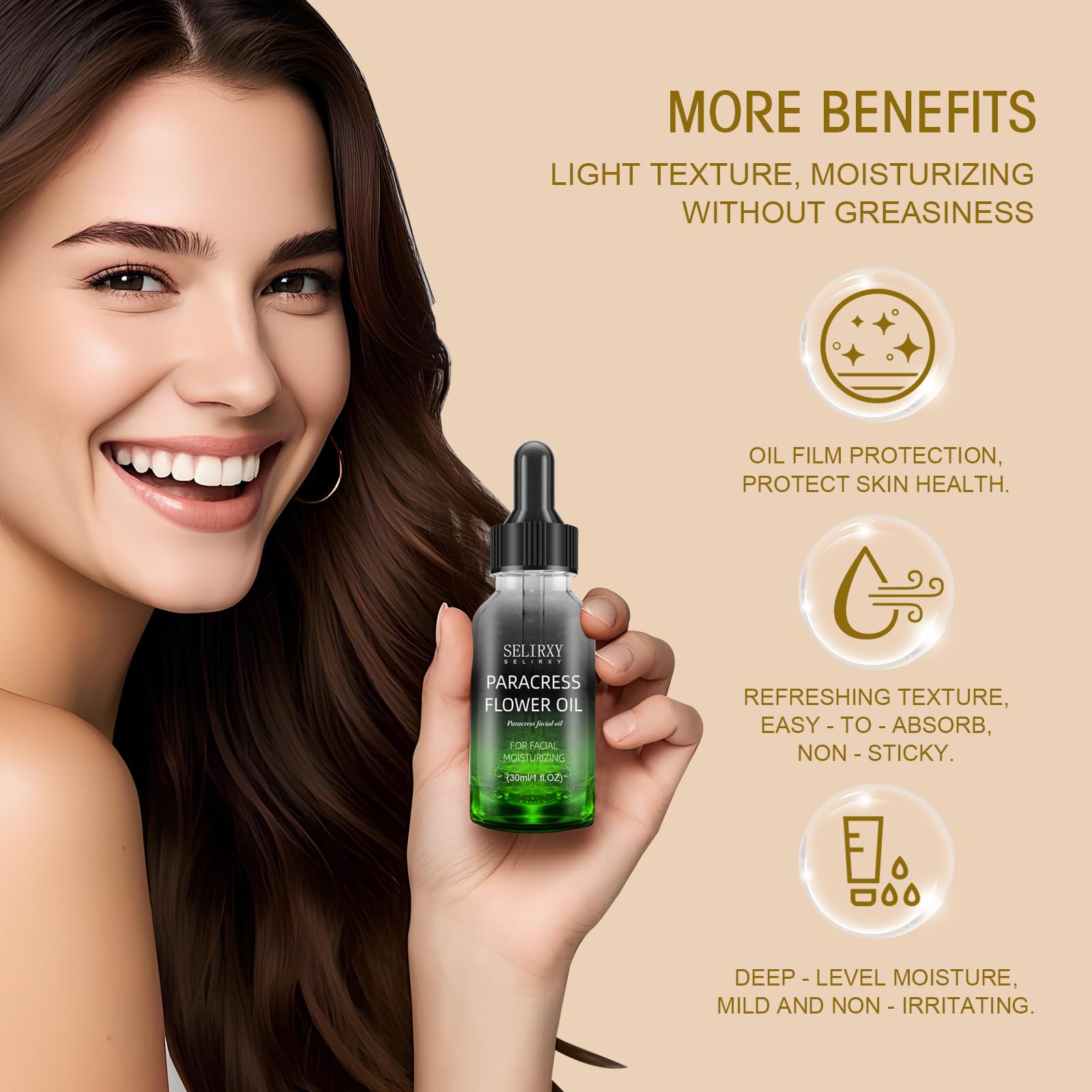 Paracress Facial Oil, Natural Hydrating Glow 30ml/1oz