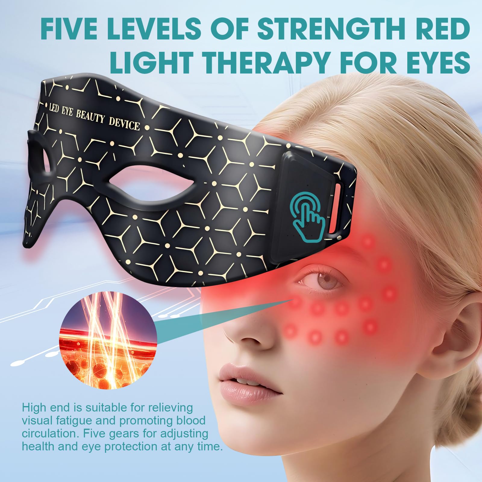 LED Eye Mask, 5 Modes Light Therapy, Comfortable Fit