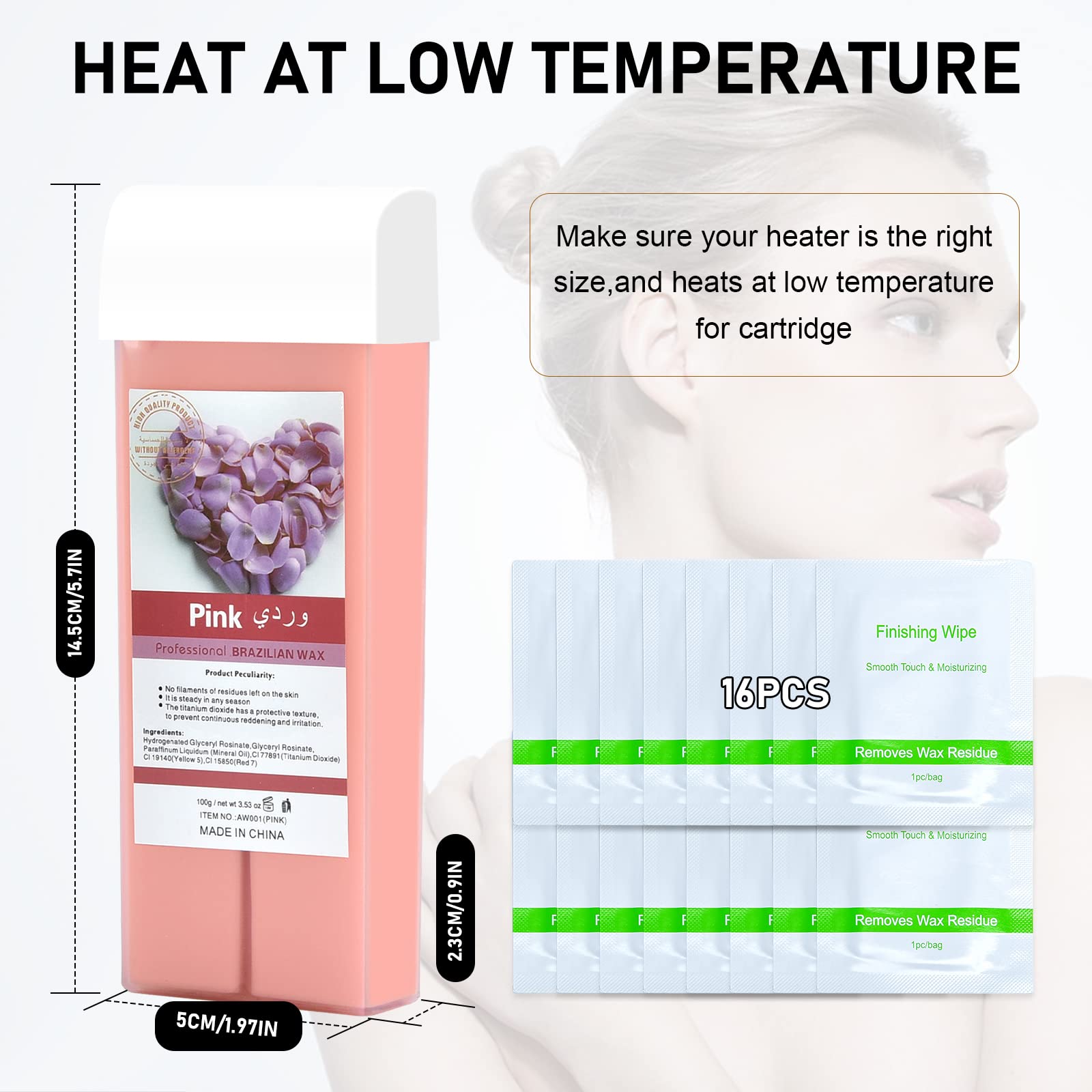 Plant-Based Roll-On Wax Refill, Smooth Natural Hair Removal 4PCS