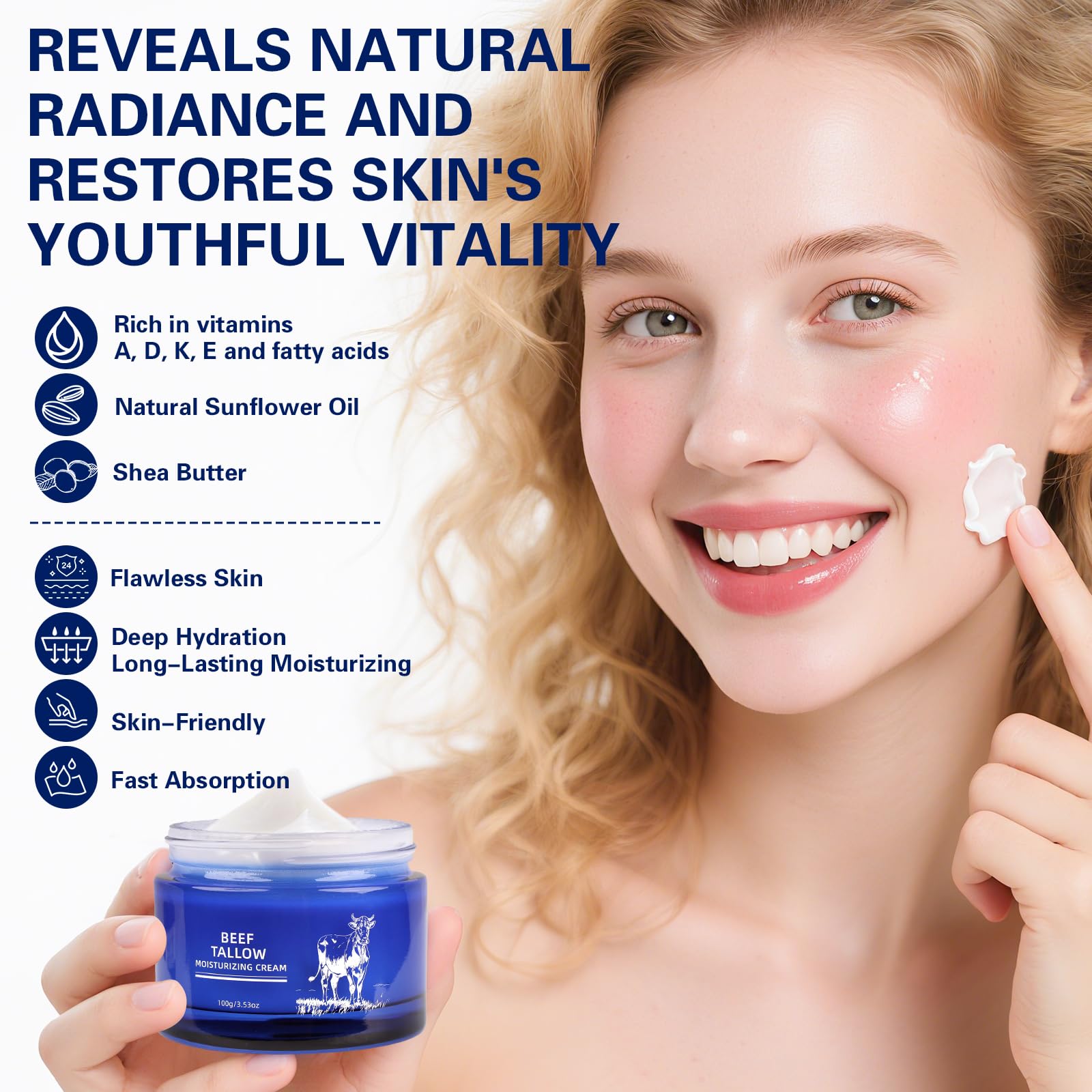 Organic Beef Tallow Cream – Whipped Moisturizer for Face & Body