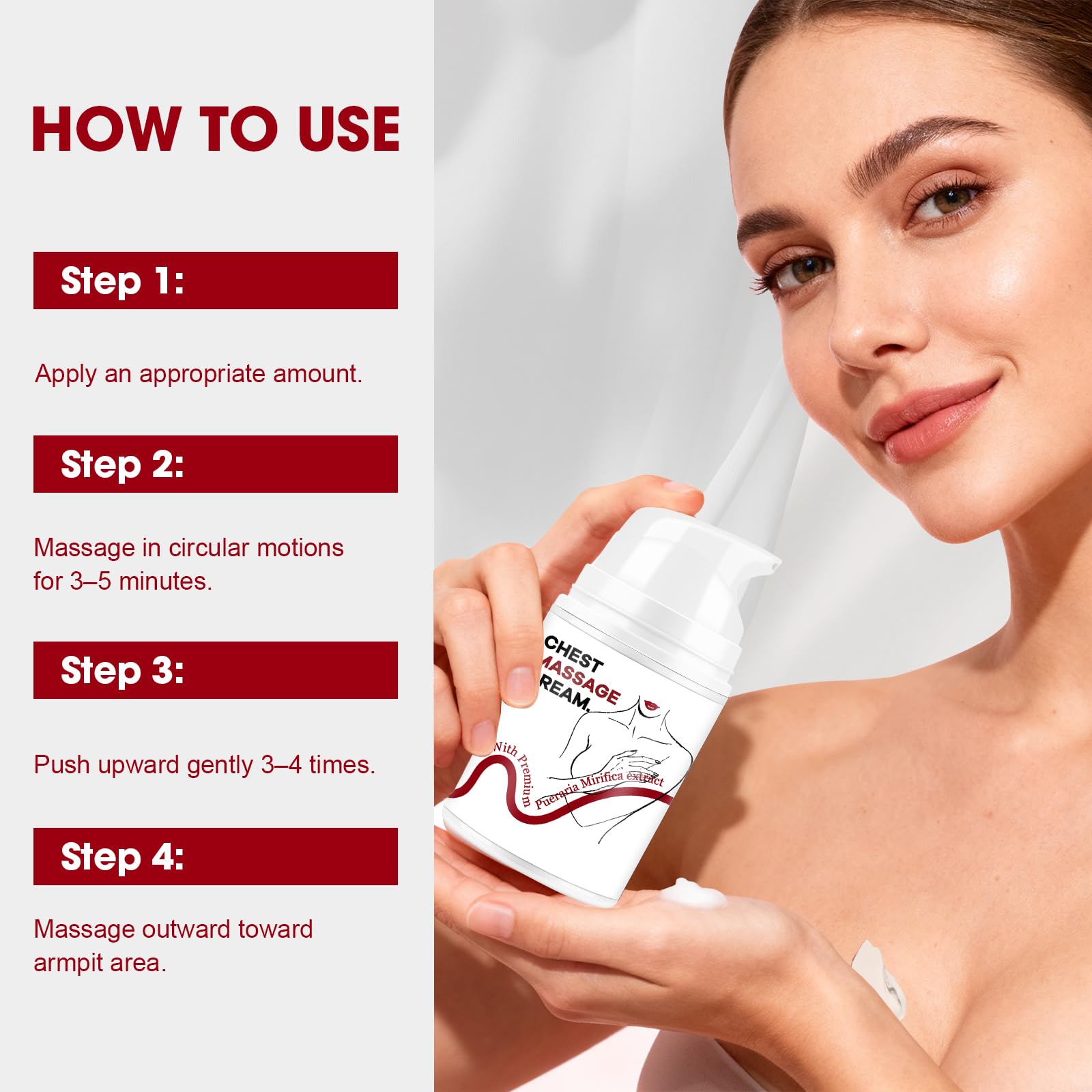 Breast Firming Cream, Hydrating Bust Care for Fuller Look 1.76 fl oz