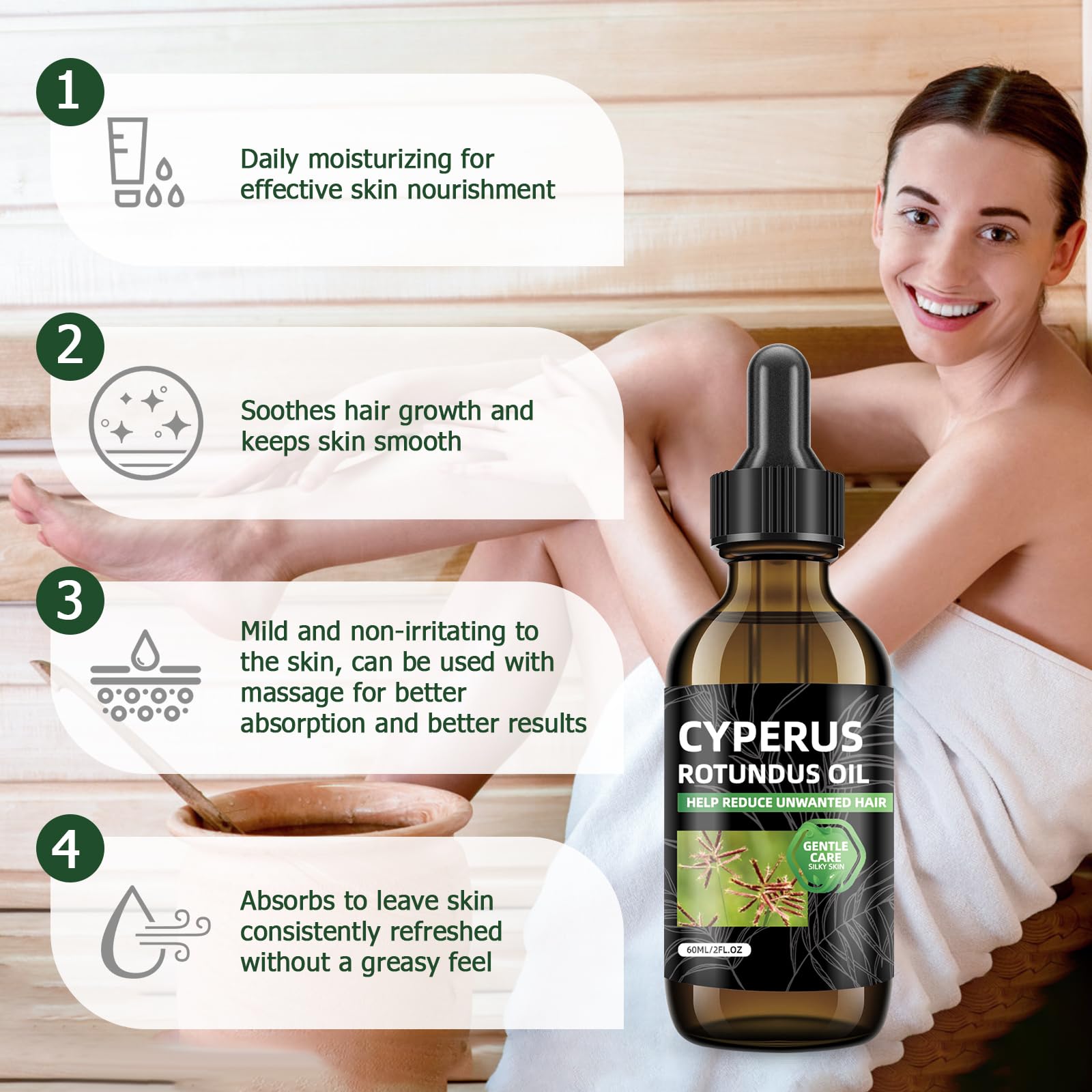 Cyperus Rotundus Oil Natural Soothing Skin Care 60ml