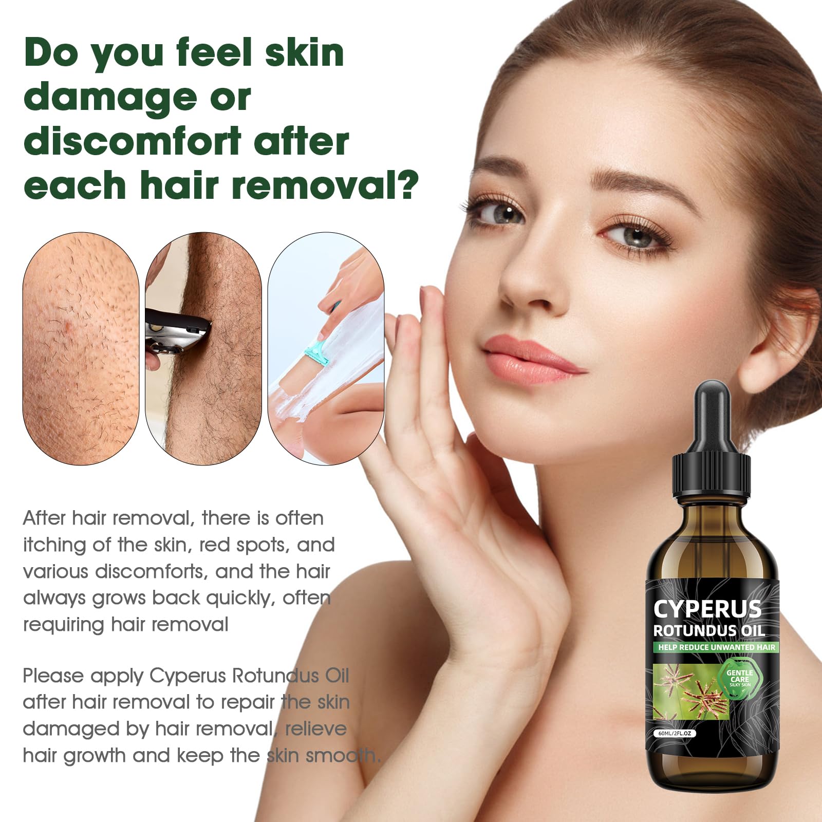 Cyperus Rotundus Hair Removal Oil, Smooth Skin Care (2PCS)