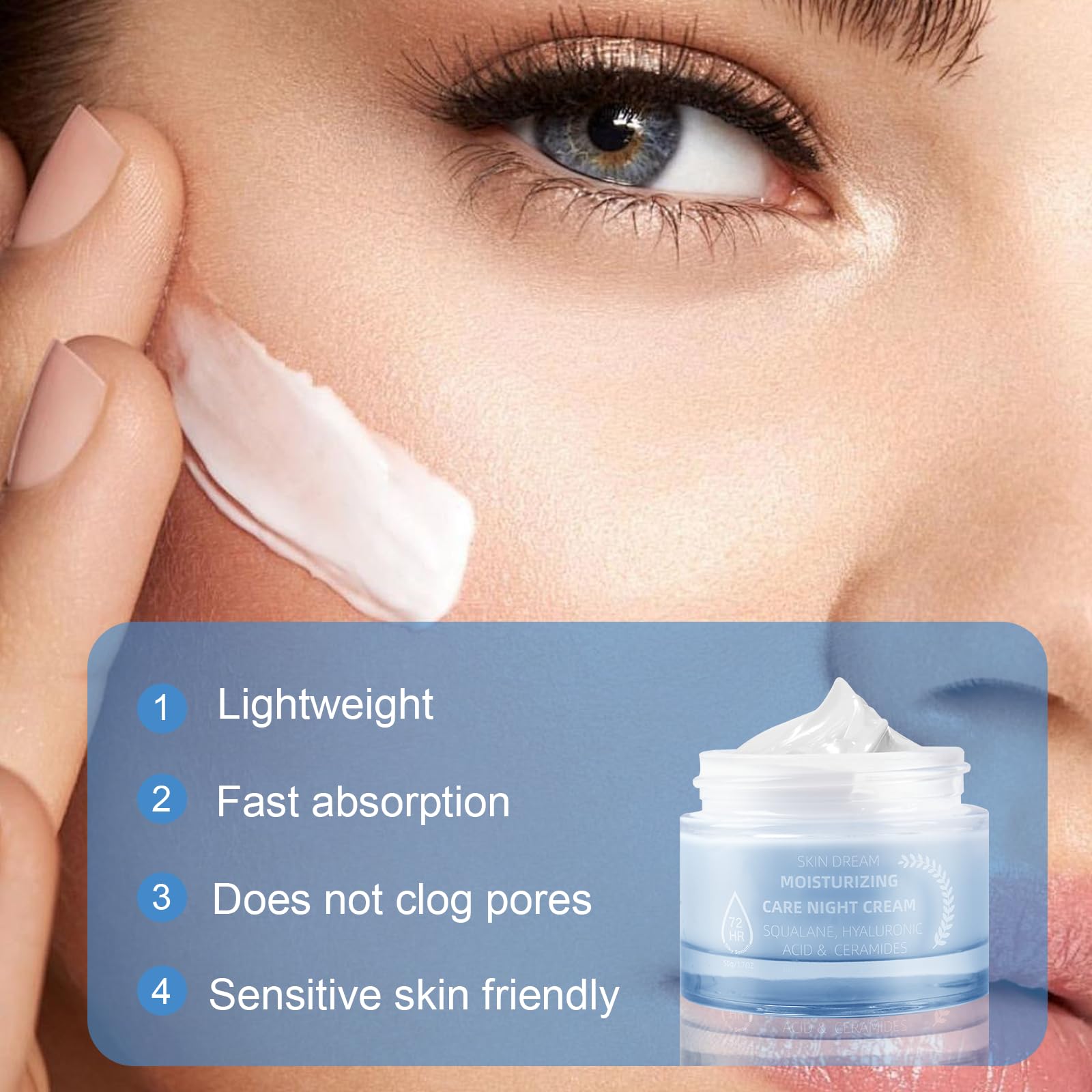 Night Cream with Hyaluronic Acid & Green Tea 50g/2oz