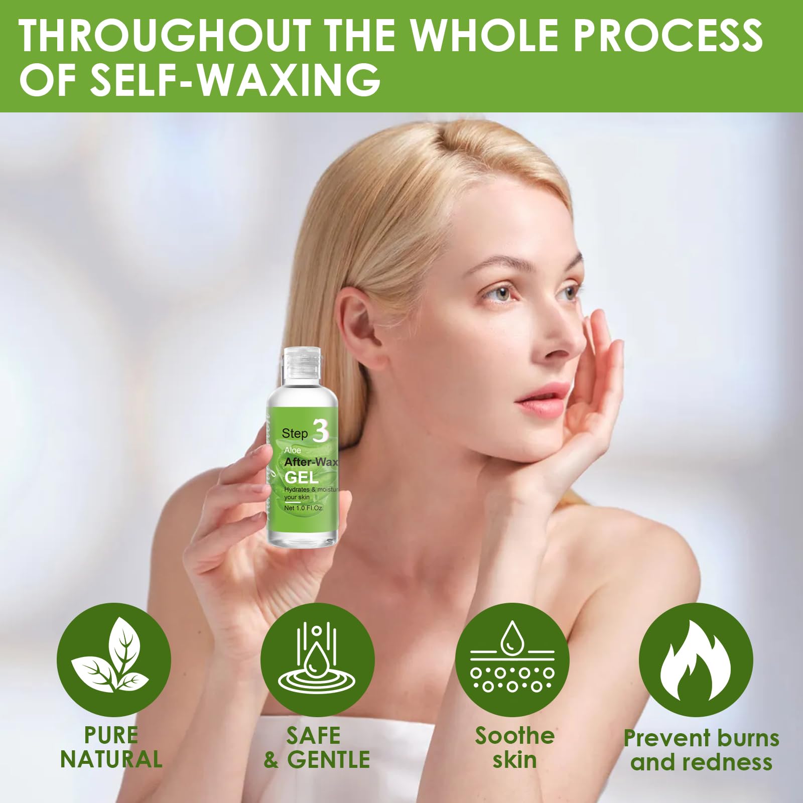 3-Step Pre & Post Wax Care Kit – Pre Wax Cleanser, Wax Remover Oil & Aloe Vera After Wax Gel for Hair Removal Skin Care