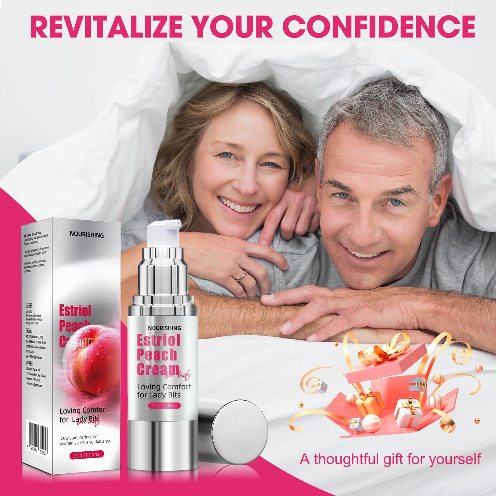 Bioidentical Estriol Cream for Women – Gentle Menopause Care, Peach Scented, 30ml