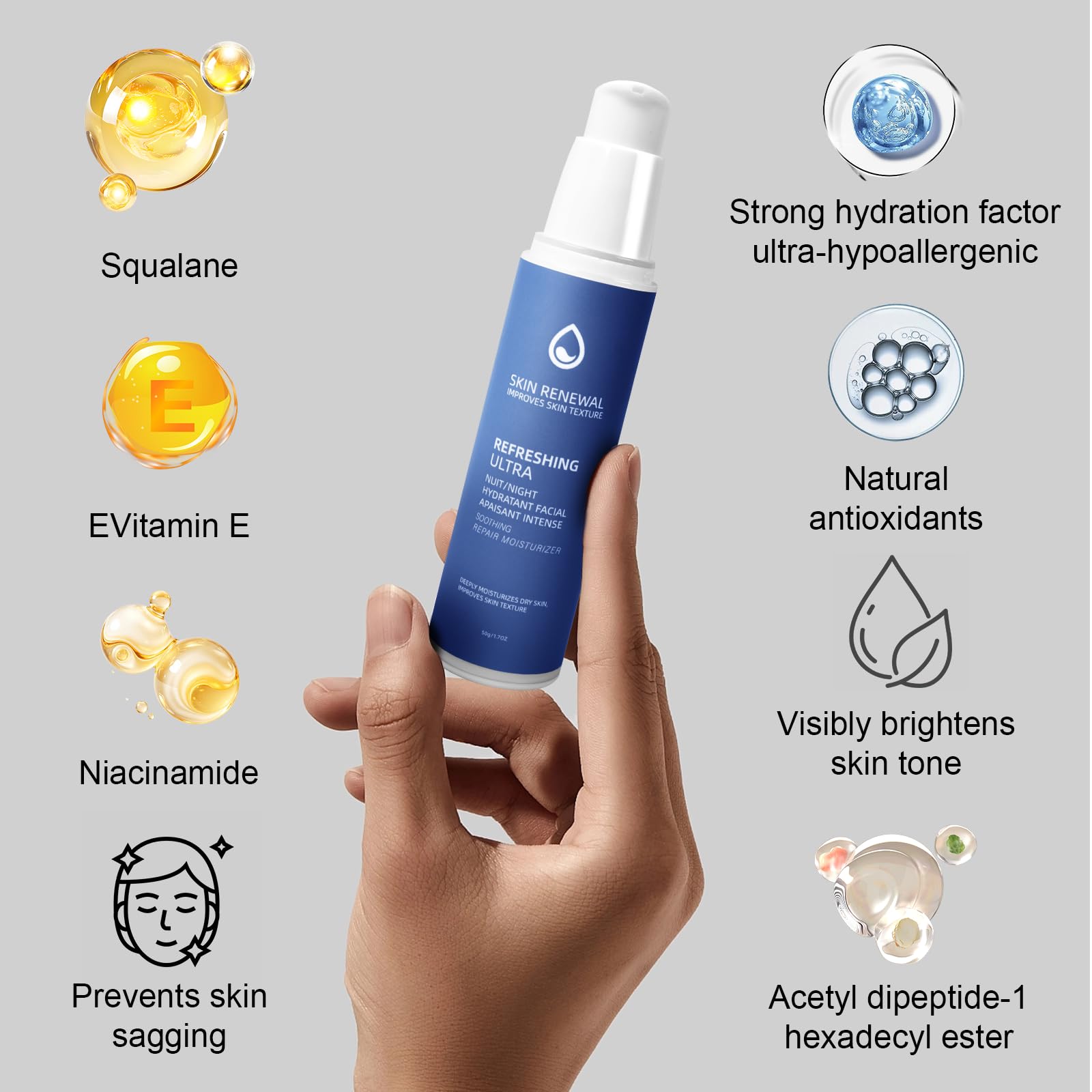 Soothing Night Cream for Sensitive Skin, Deep Hydration 1.7oz