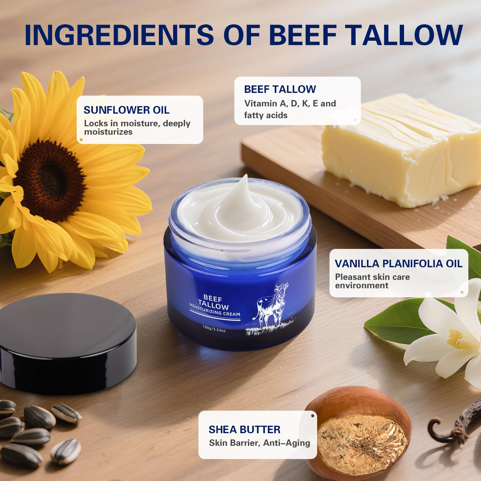 Organic Beef Tallow Cream – Whipped Moisturizer for Face & Body