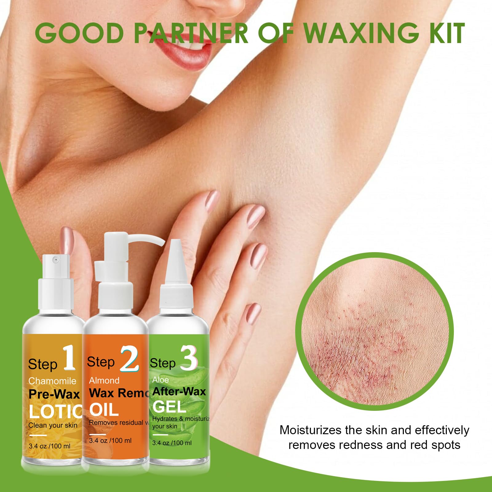 Before & After Waxing Kit – Cleanser, Oil & Soothing Aloe Gel